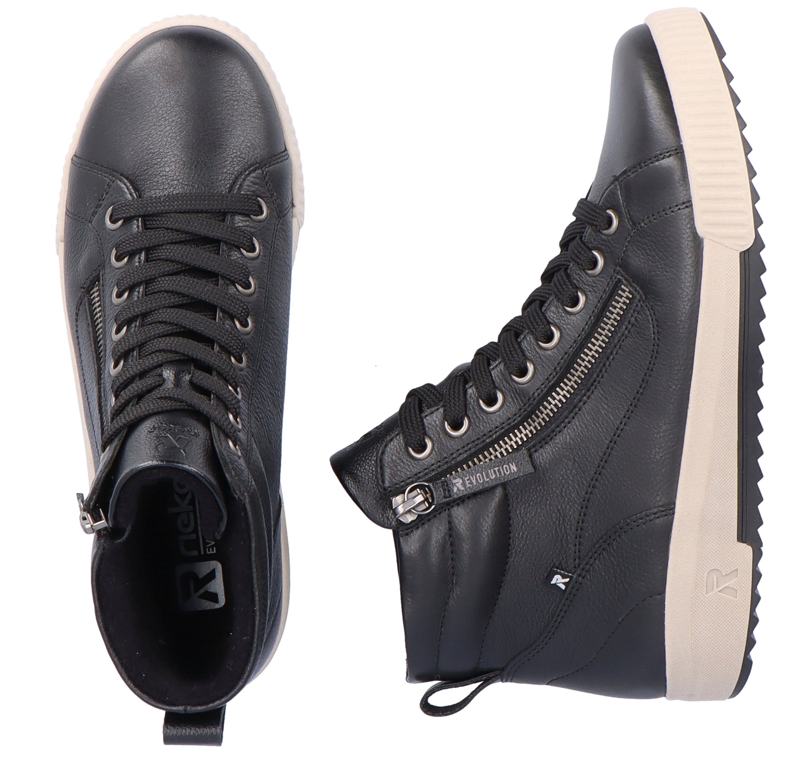 RIEKER Sport Hoge veterschoenen ankle boot, high top sneaker, leisure boots with zipper