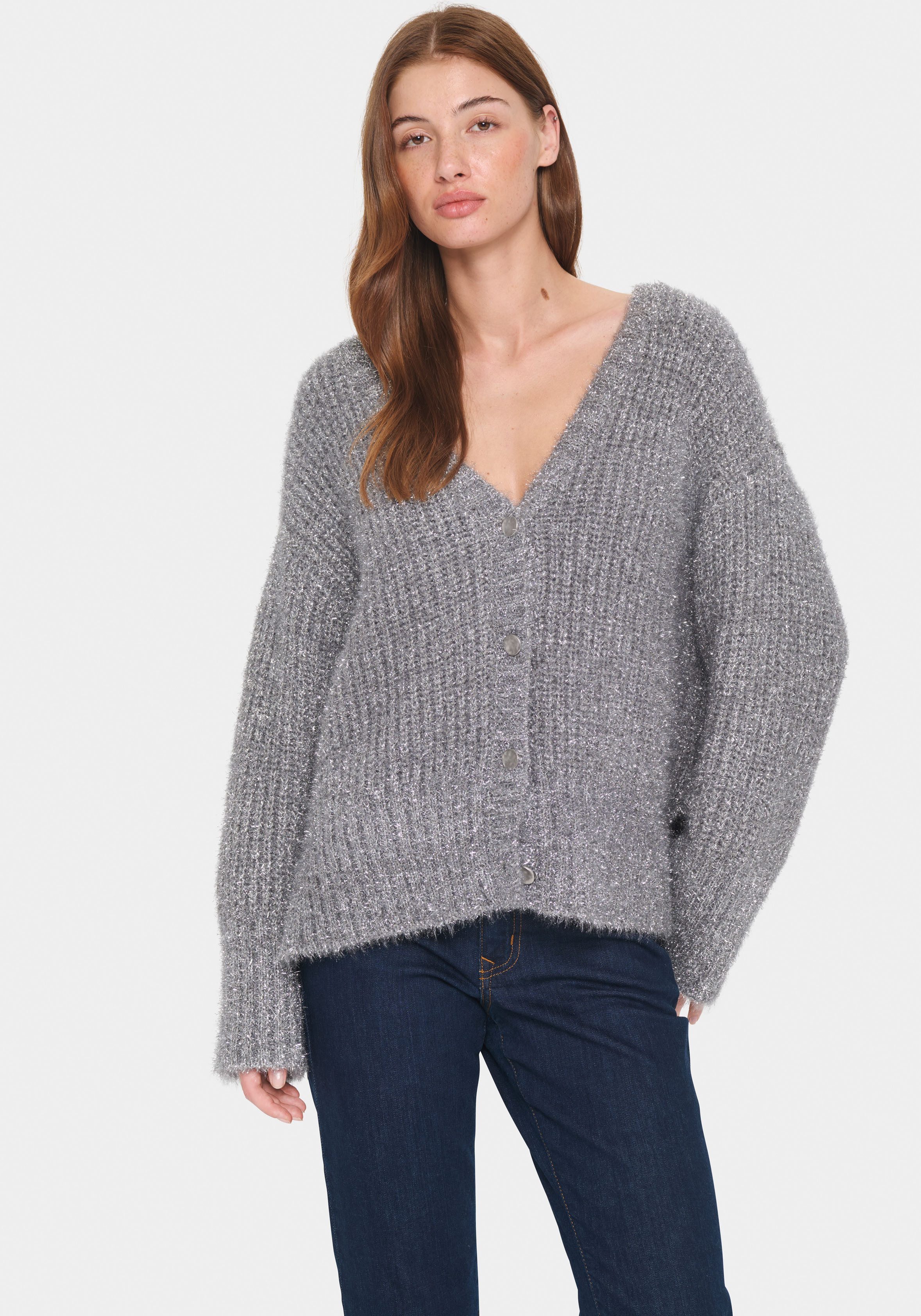 Saint Tropez Vest HalfaSZ Cardigan met glittereffect