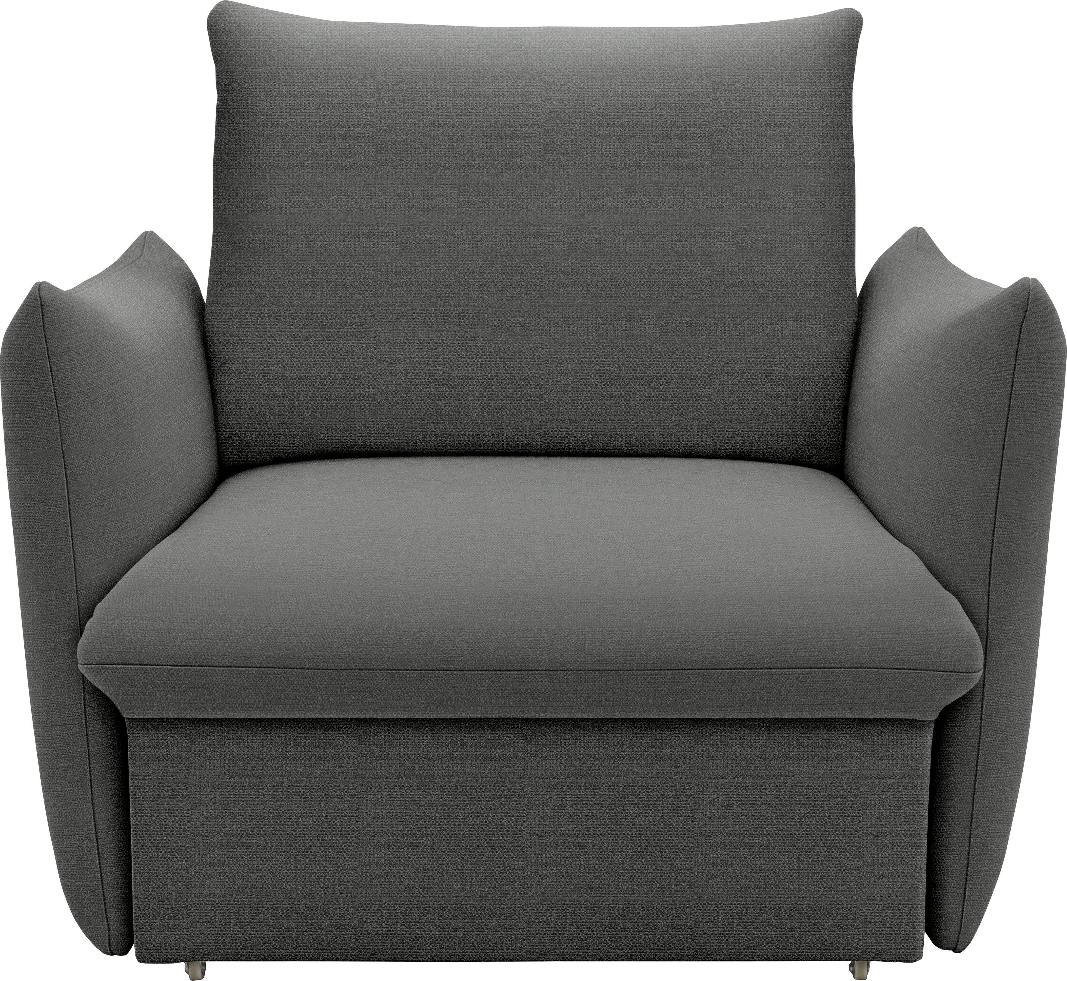 LOOKS BY WOLFGANG JOOP Fauteuil LOOKS XII Slaapstoel, Slaapfunctie Boxspringbekleding, met slaapfunctie, kussen-look fauteuils grijs