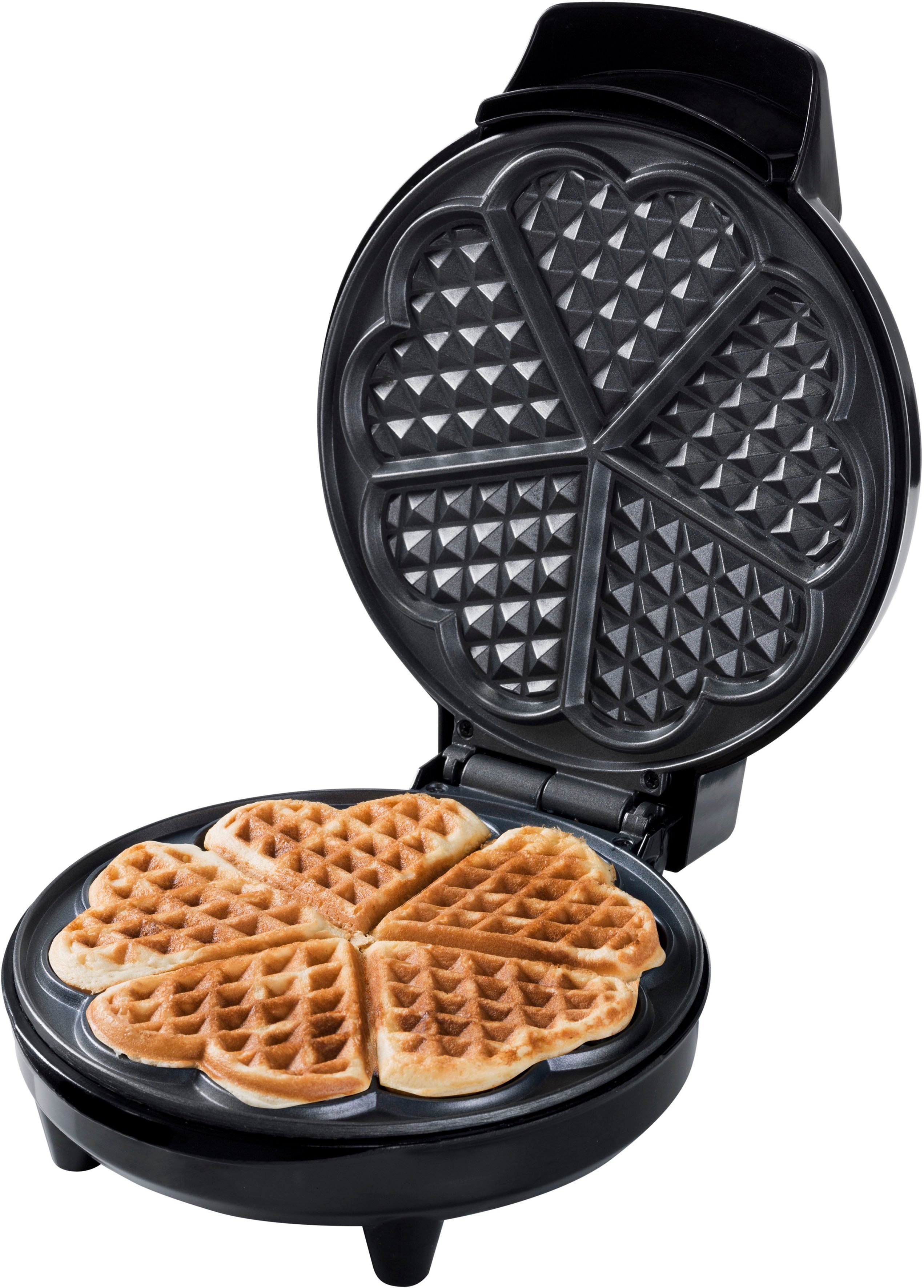 bestron Wafelijzer AWM700CO Wafelijzer met antiaanbaklaag voor wafels in hartmodel