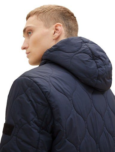 Tom Tailor Denim Gewatteerde jas met logo-badge op de mouw