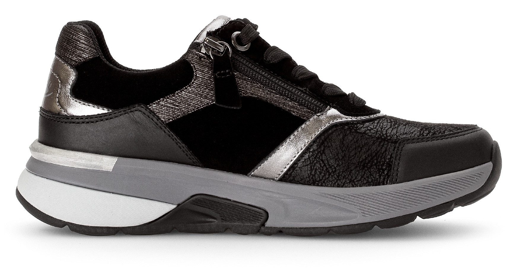 Gabor Rollingsoft Sneakers met sleehak , sleehak, vrijetijdsschoen, lage schoen, veterschoen, contrastafwerkingen