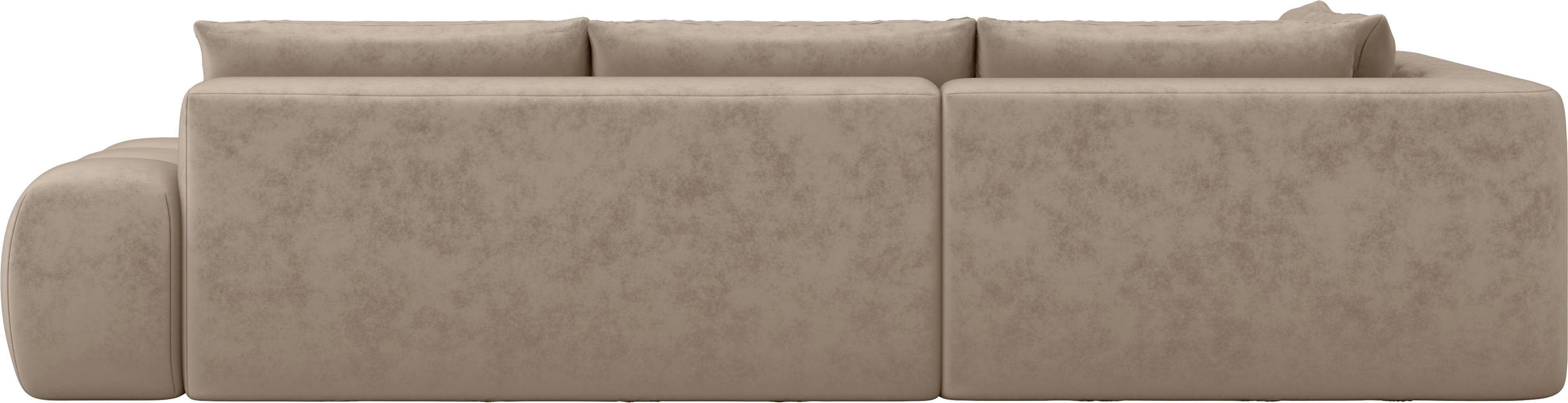 INOSIGN Hoekbank AZITA designsofa, elegant en comfortabel L-vorm, bubbel-look