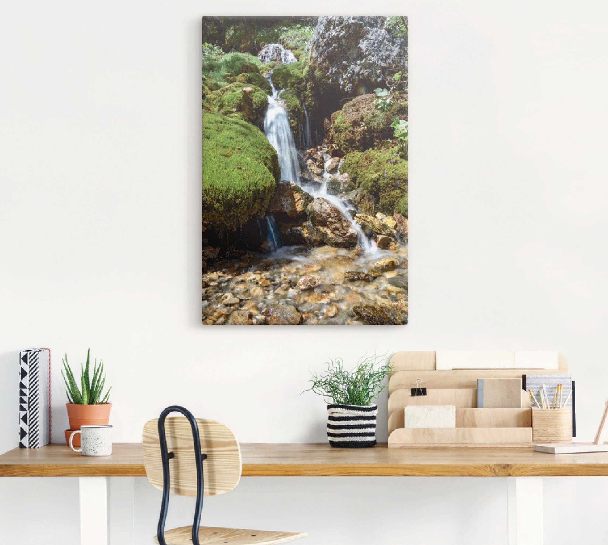 Artland Artprint Kleine waterval in de bergen als artprint op linnen, poster, muursticker in verschillende maten