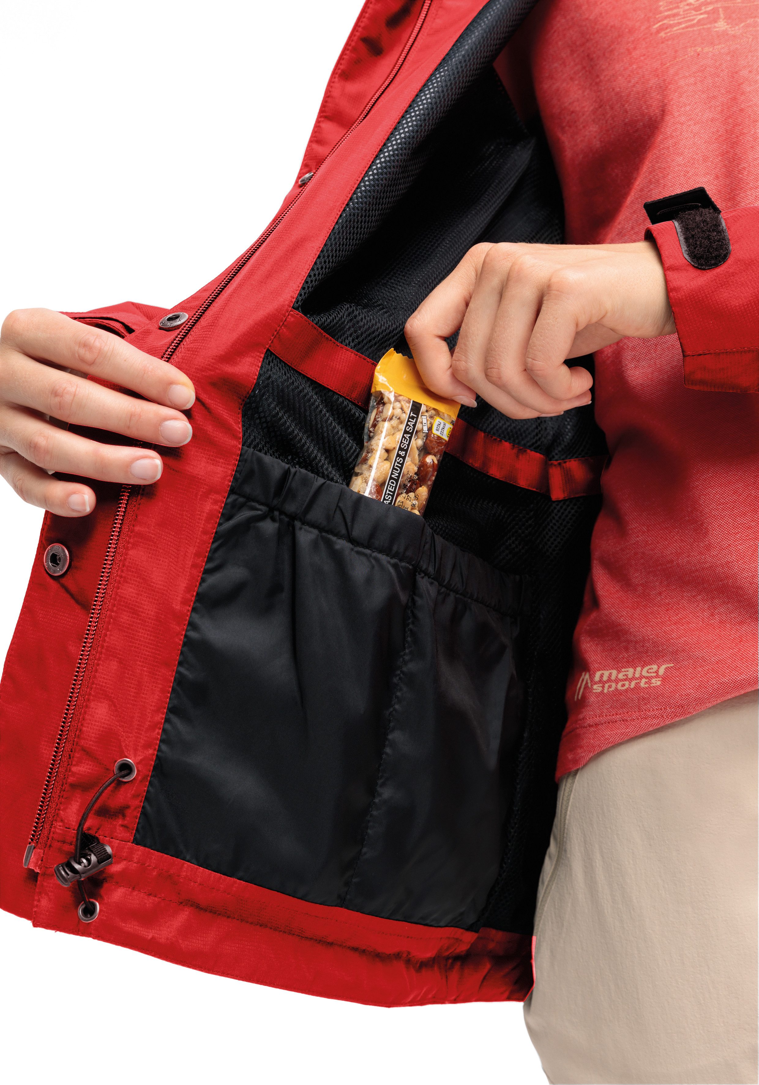 Maier Sports Outdoorjack Brocken Long W Dames jacke waterdicht, functionele jas met 2 buitenzakken + binnenzak
