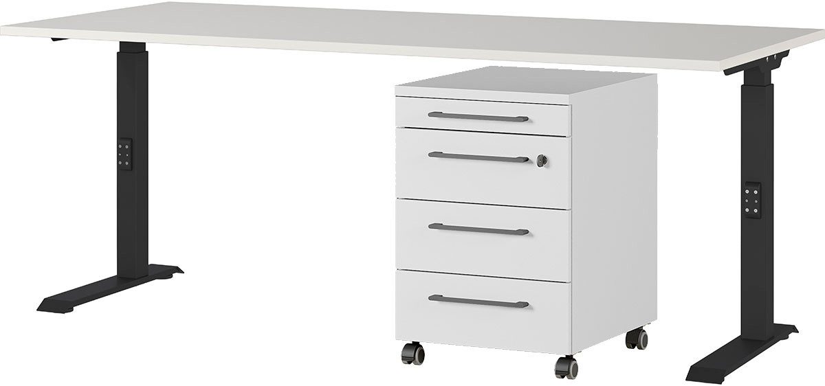 GERMANIA Kantoormeubelset Agenda Set bestaande uit in hoogte verstelbaar bureau en rolcontainer (2-delig) kantoorsets maat 237 cm x 91 cm x 80 cm