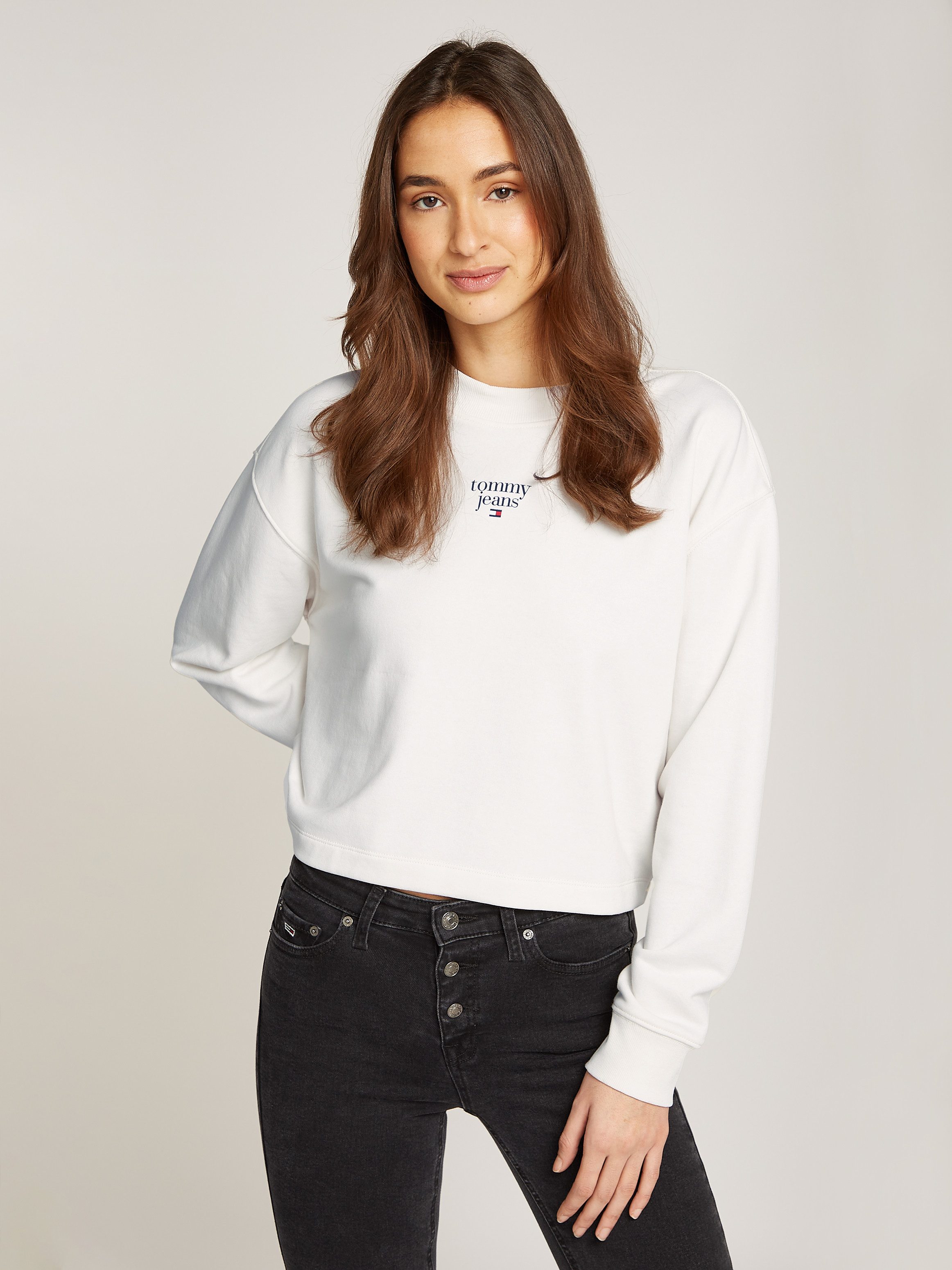 Tommy Jeans Curve Sweatshirt TJW ESSENTIAL LOGO 1 CREW EXT in grote maten met logo-opschrift