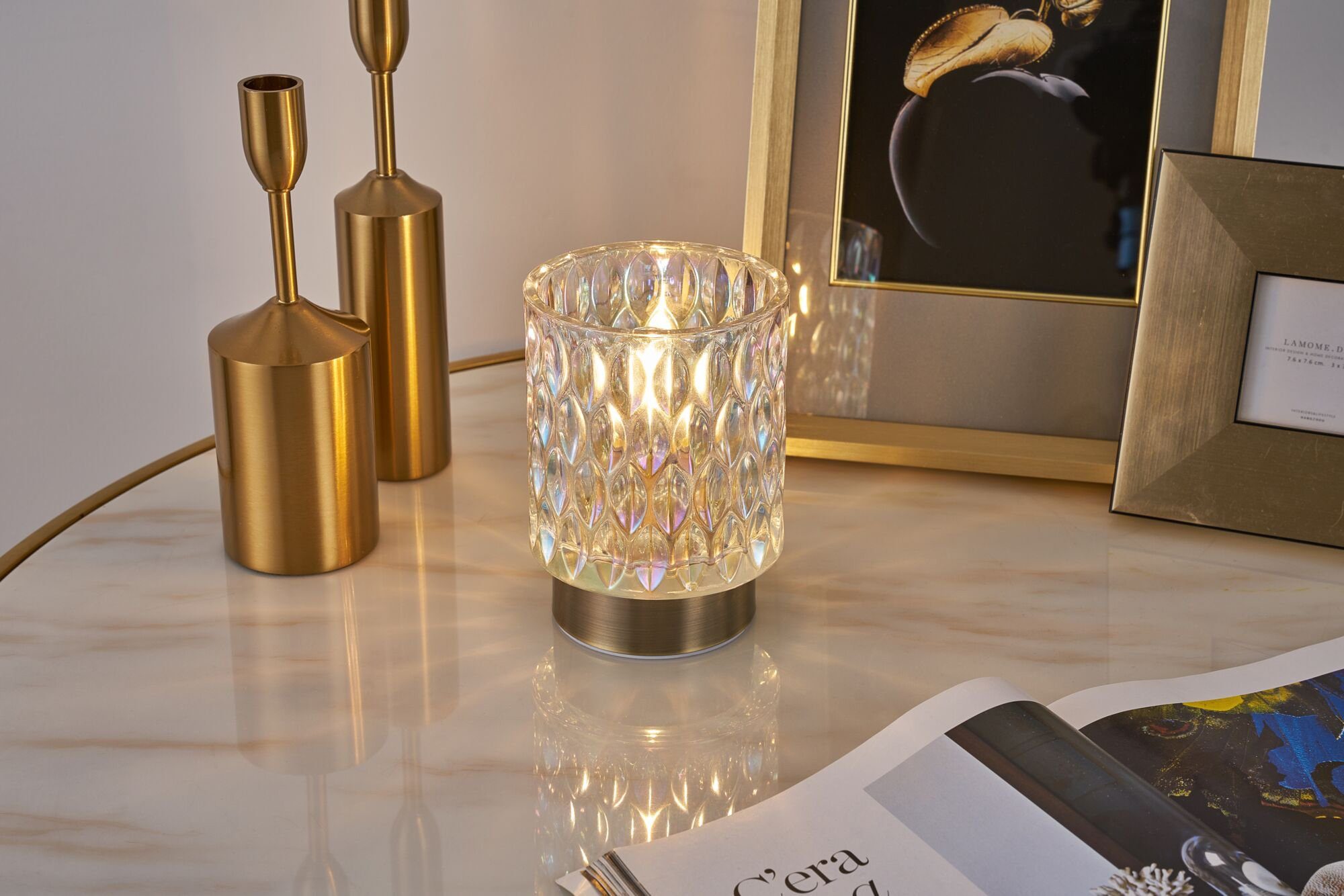 Pauleen Tafellamp Clear Glamour E14, op batterijen, timerfunctie, windlicht (1 stuk)
