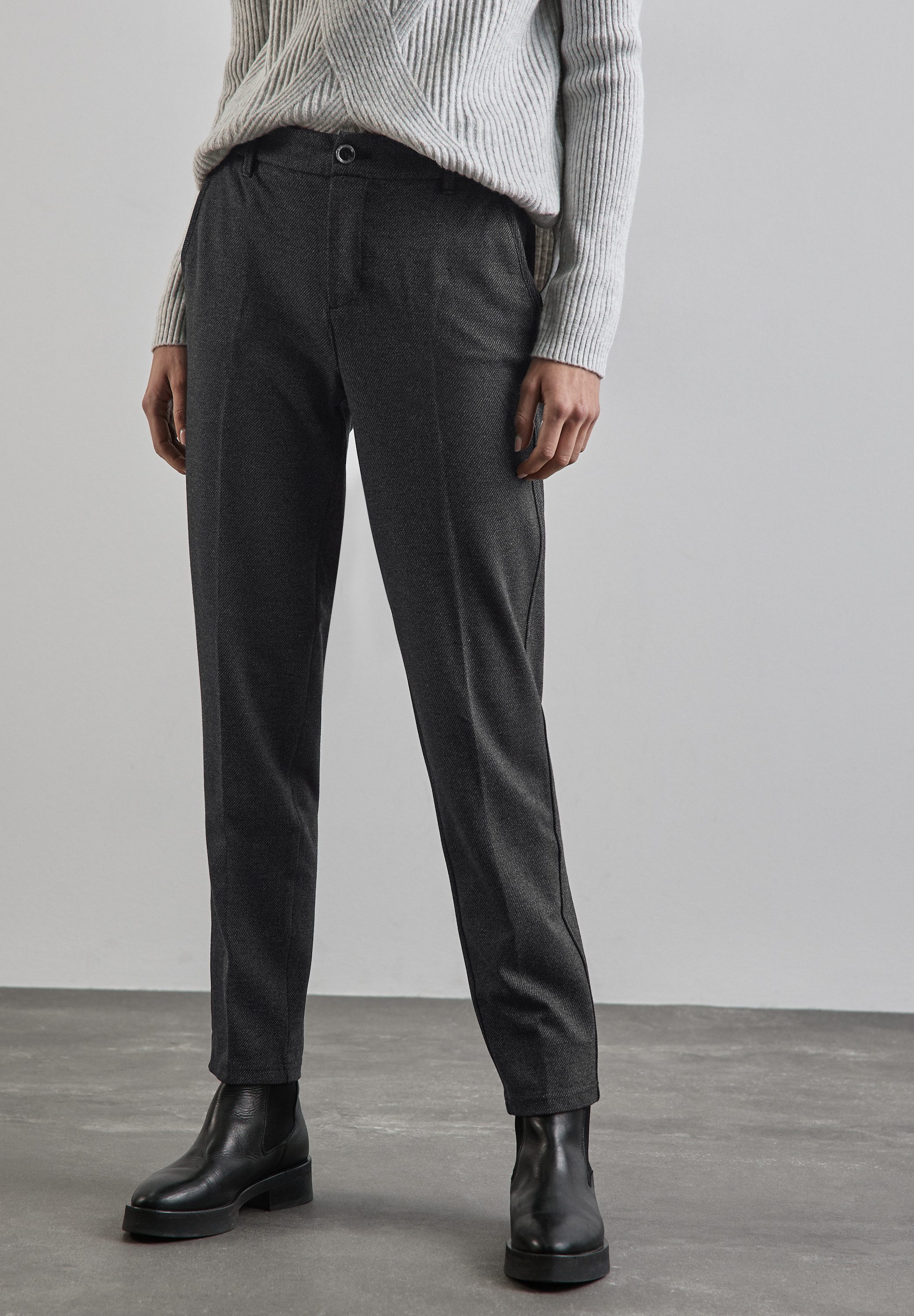 STREET ONE Chino met elastische taille dames chino's maat 42 zwart