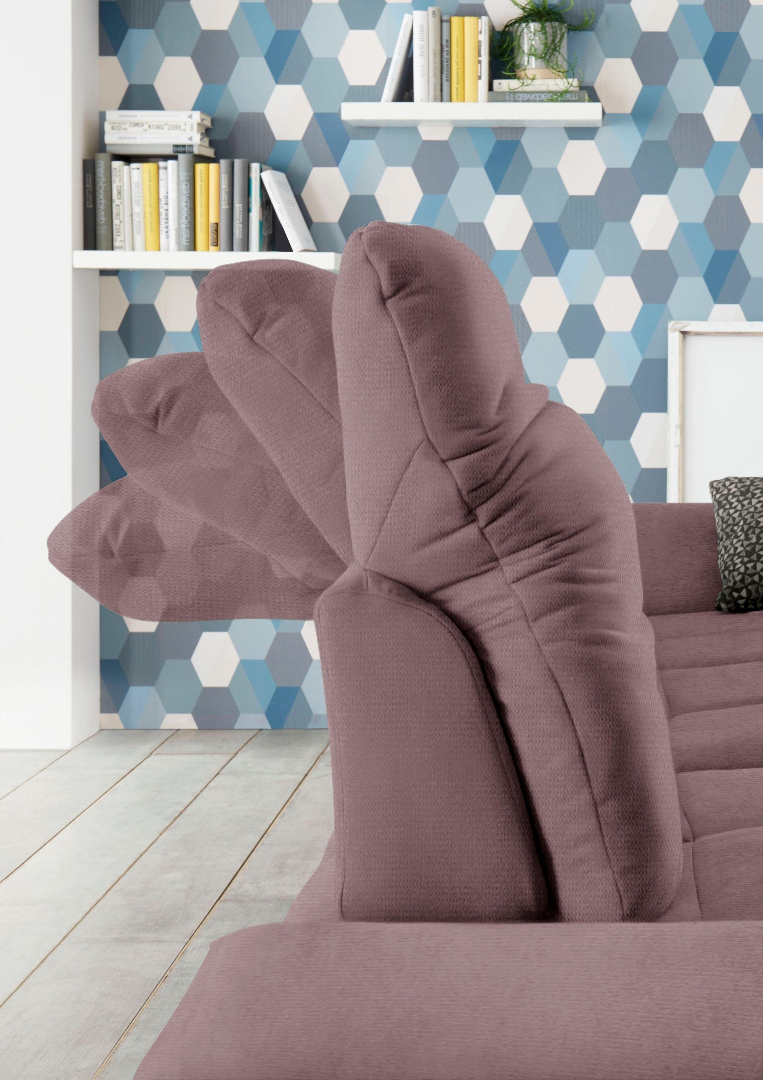 set one by Musterring Hoekbank SO4100 V met verstelbare hoofdeinden, optioneel met functies, cord bekleding