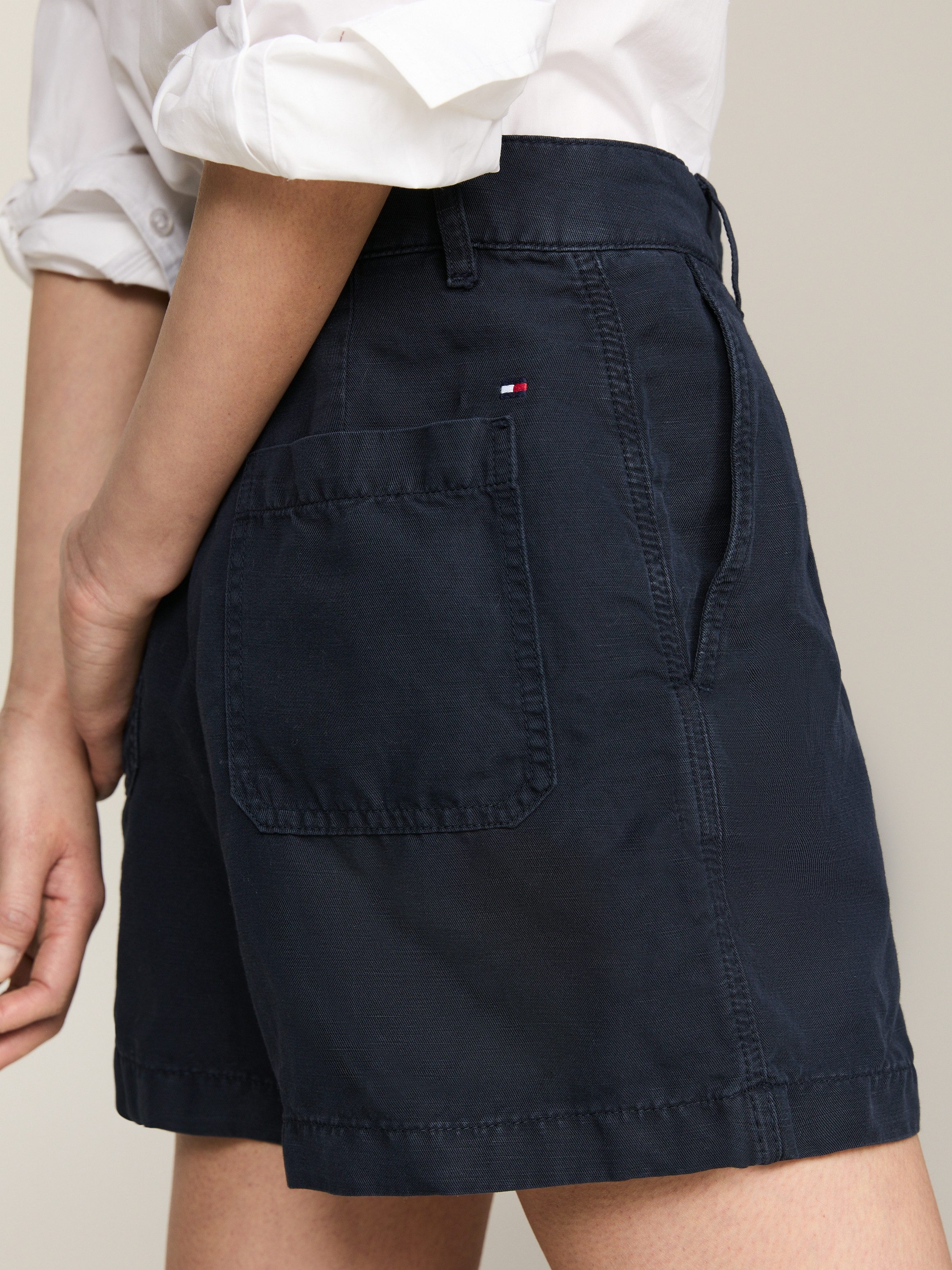 Tommy Hilfiger Short COTTON LINEN SHORT met geborduurd logo