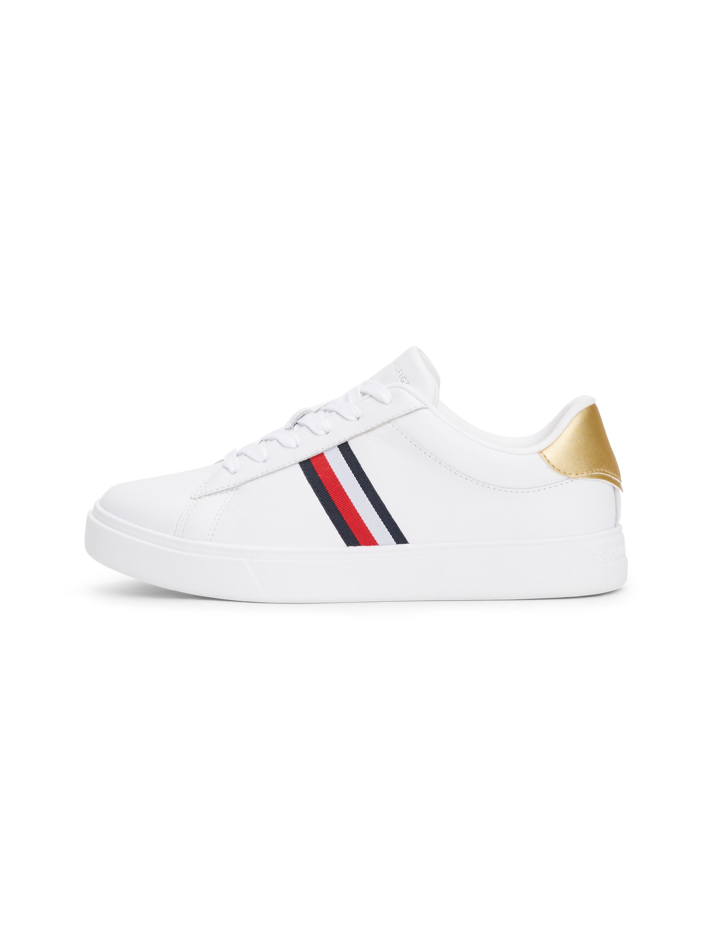 Tommy Hilfiger Plateausneakers ESSENTIAL COURT SNEAKER STRPS , vrijetijdsschoen, lage schoen, veterschoen met typische strepen