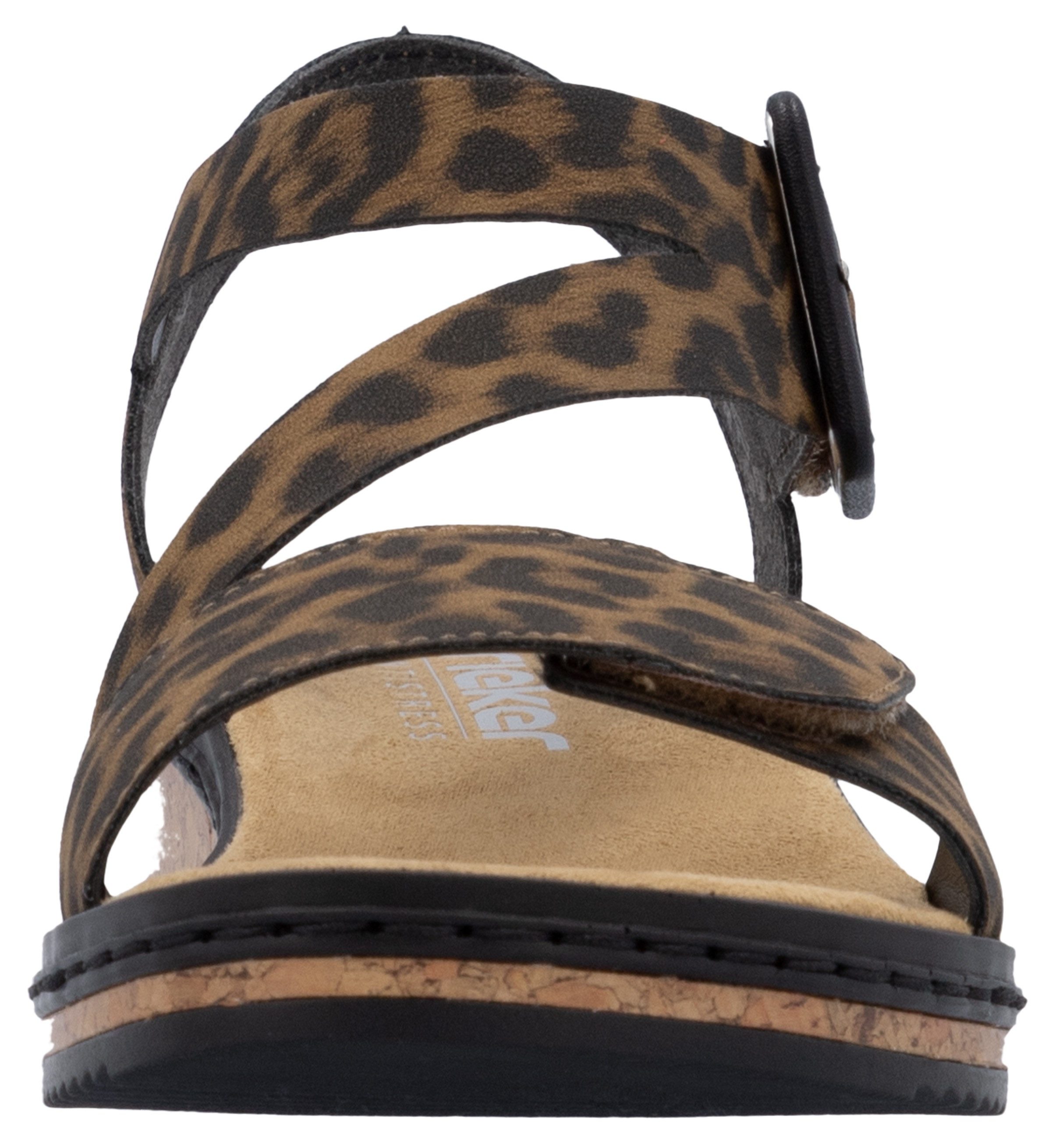 Rieker Sandalen zomerschoen, sandaal, sleehak, met asymmetrische bandjes