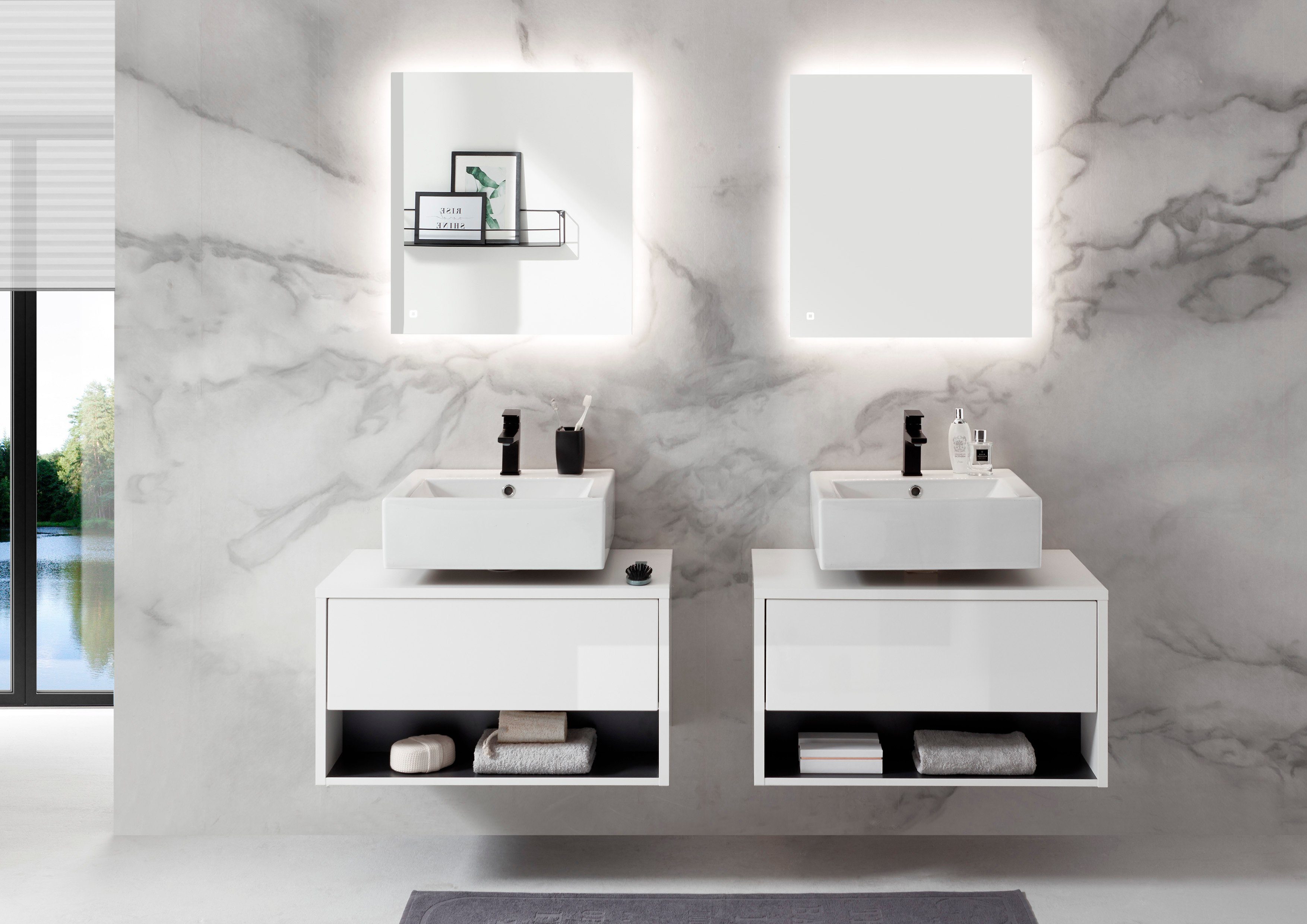 Places of Style Badkamerserie Studio Line, bad in modern ontwerp, 6-delig badkamer Kast, onderkast en spiegel, in twee kleuren beschikbaar, opbergruimte (6-delig)