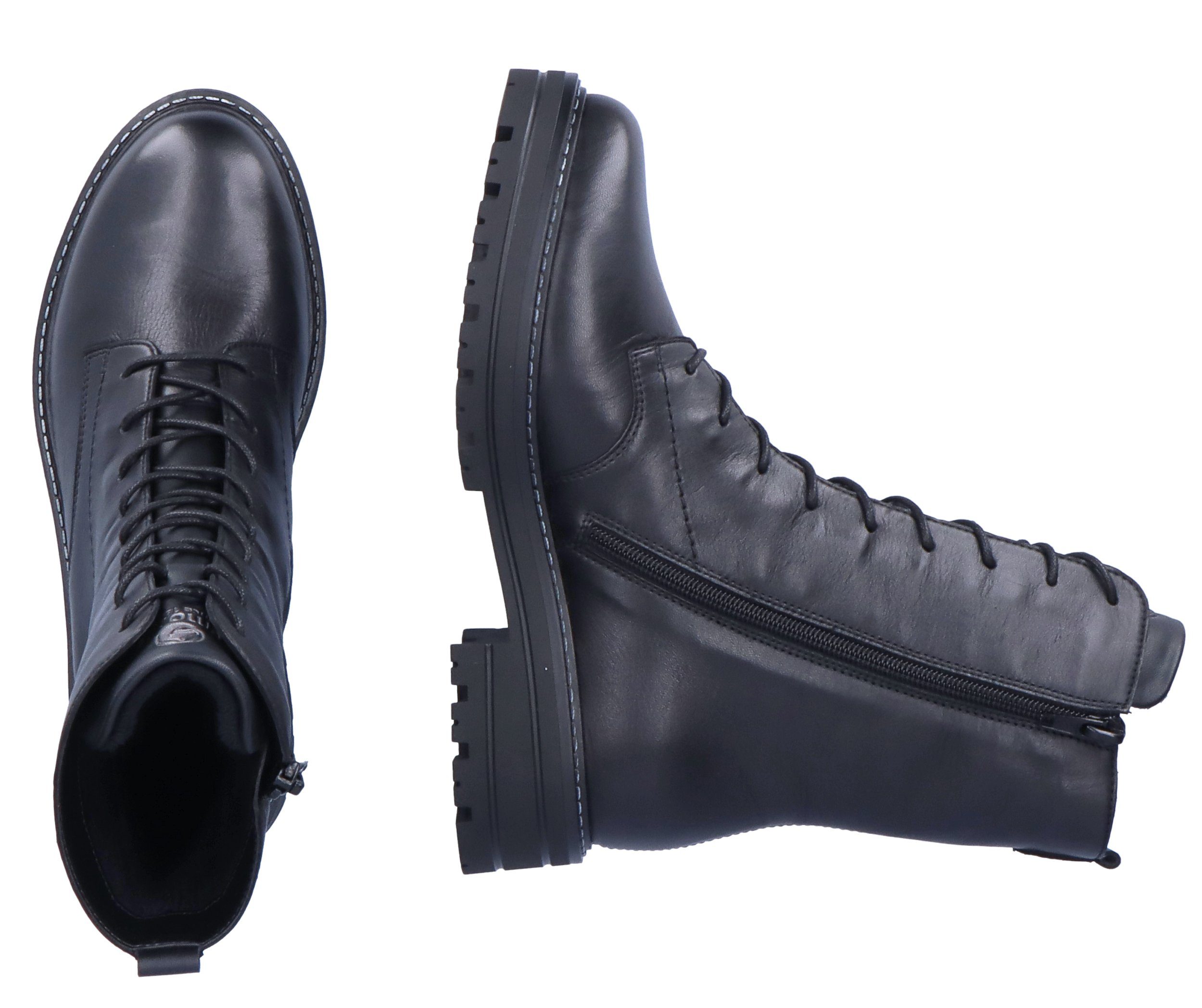 Remonte Veterlaarsjes blokhak, veterschoenen, chunky boots met contrast-raamstiksels