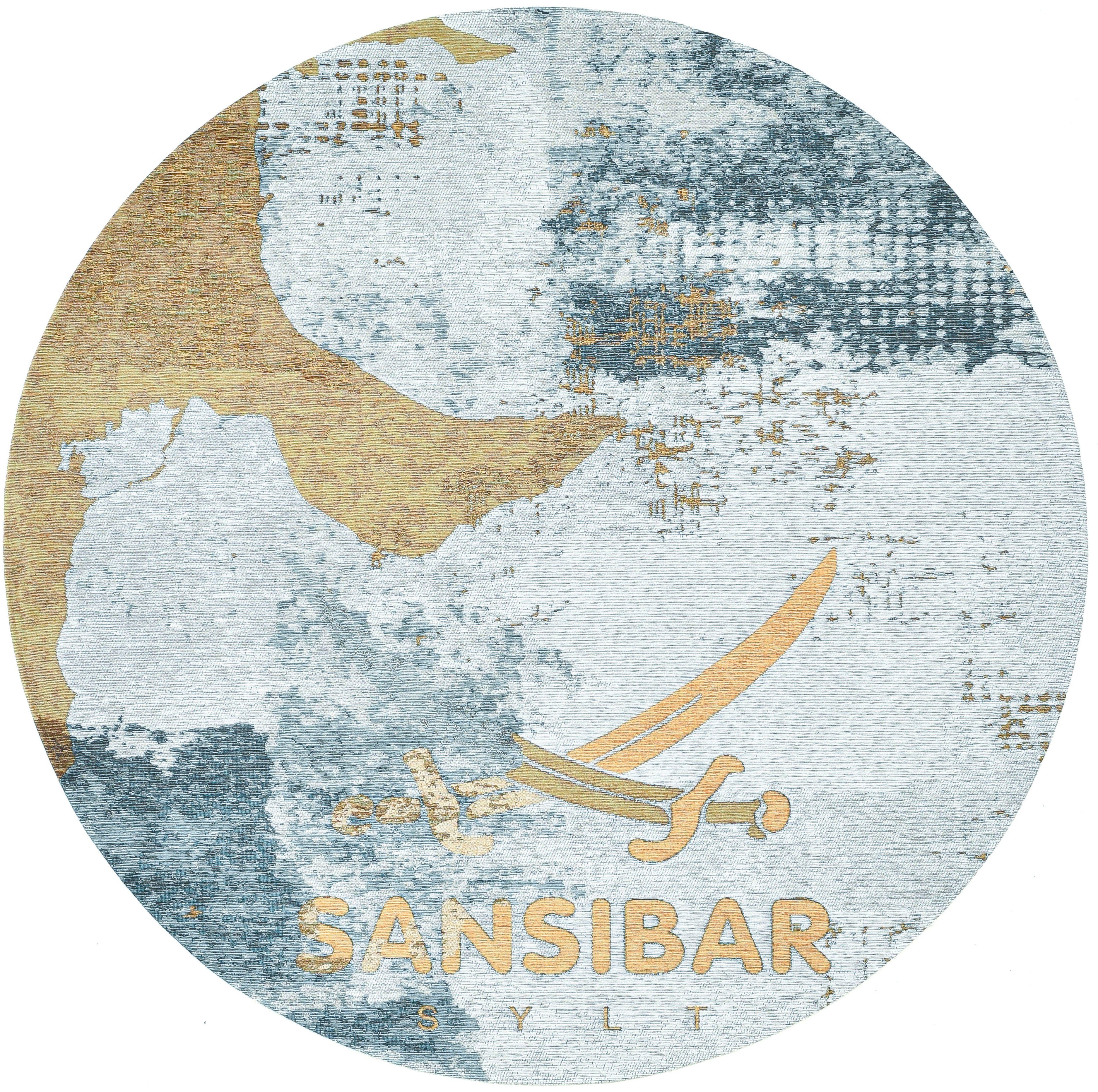 Sansibar Vloerkleed Keitum 012 Vlakweefsel, modern ontwerp, motief Sylt & gekruiste Zwaarden