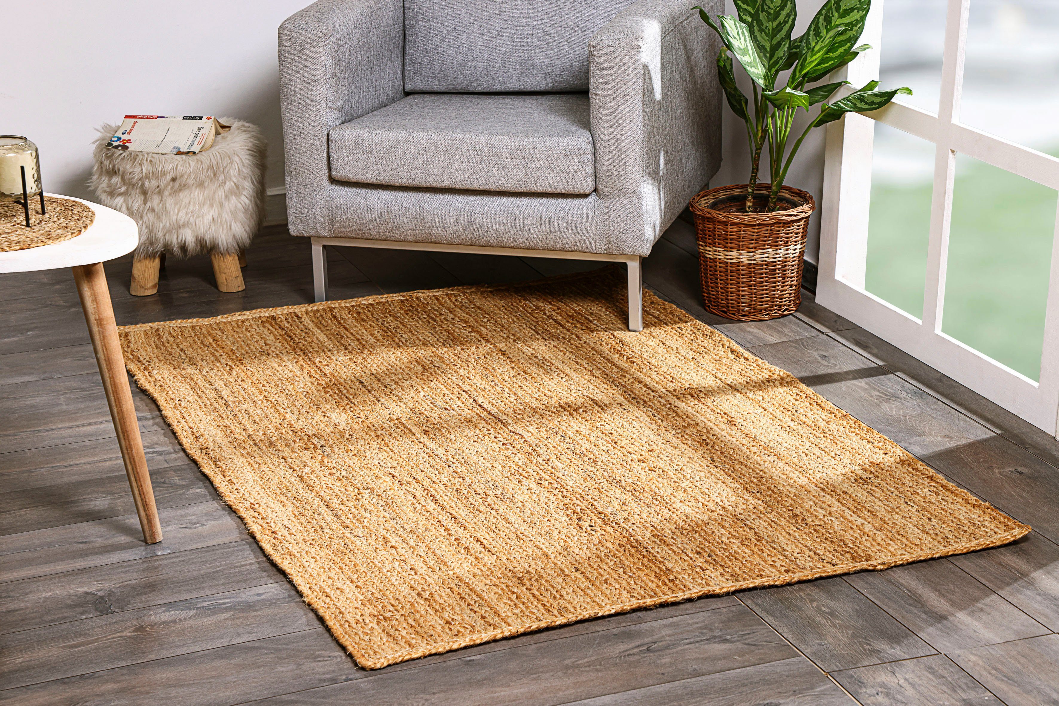 Myflair Möbel & Accessoires Vloerkleed Lola Jute tapijt, omkeerbaar tapijt, handgeweven, 100% natuurlijke vezel, Boho-stijl