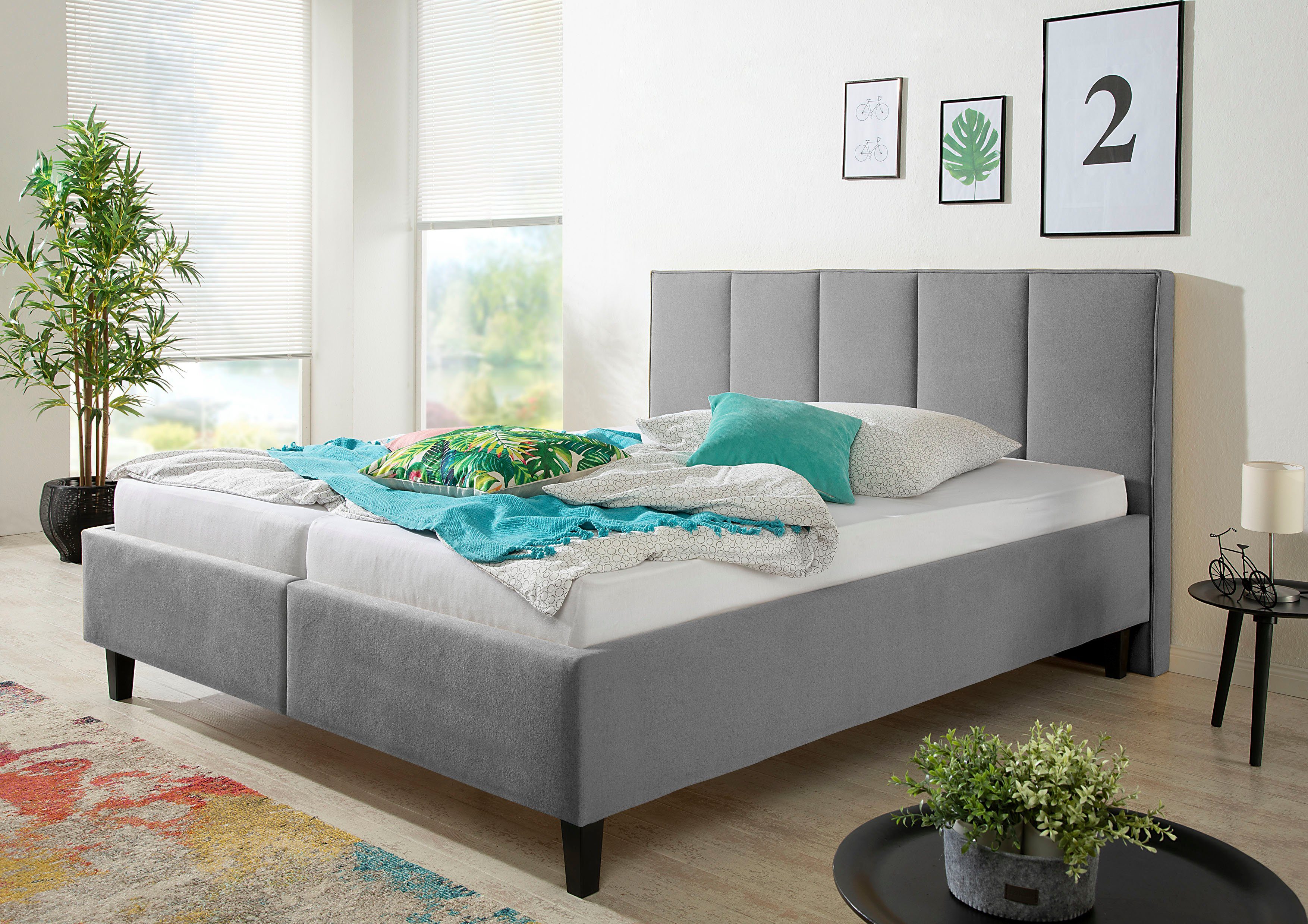 Maintal Gestoffeerd bed inclusief bedkist bedden grijs