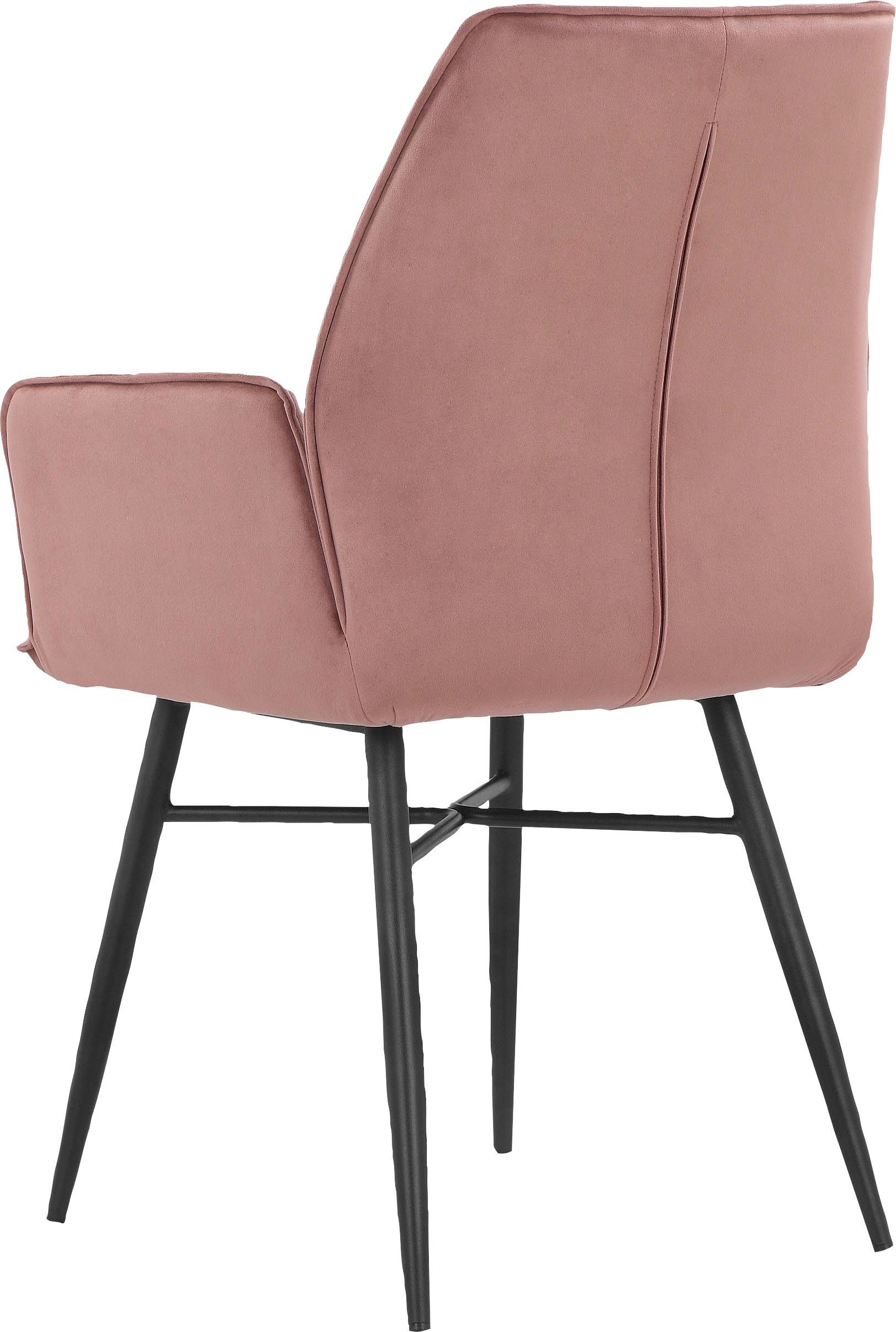 Leonique Eetkamerstoel Hrodwyn Zacht beklede zitting, met horizontale naden op de achterkant, zithoogte 52 cm (2 stuks)