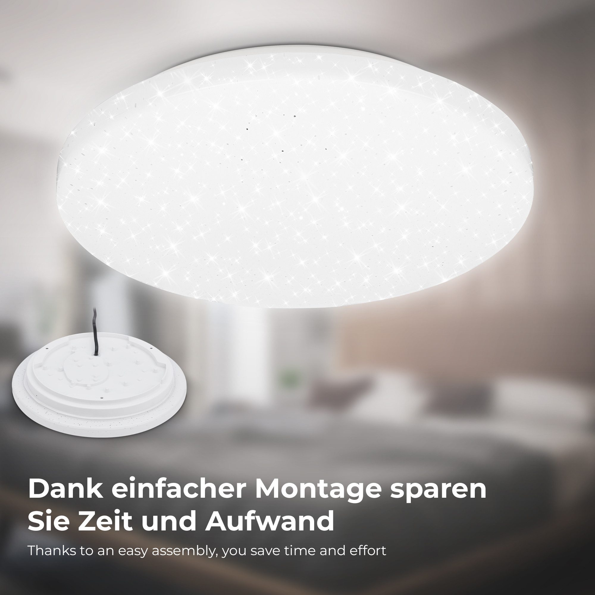 B.K.Licht Led-plafondlamp LED bad plafondlamp IP44 met sterrenhemel (1 stuk)