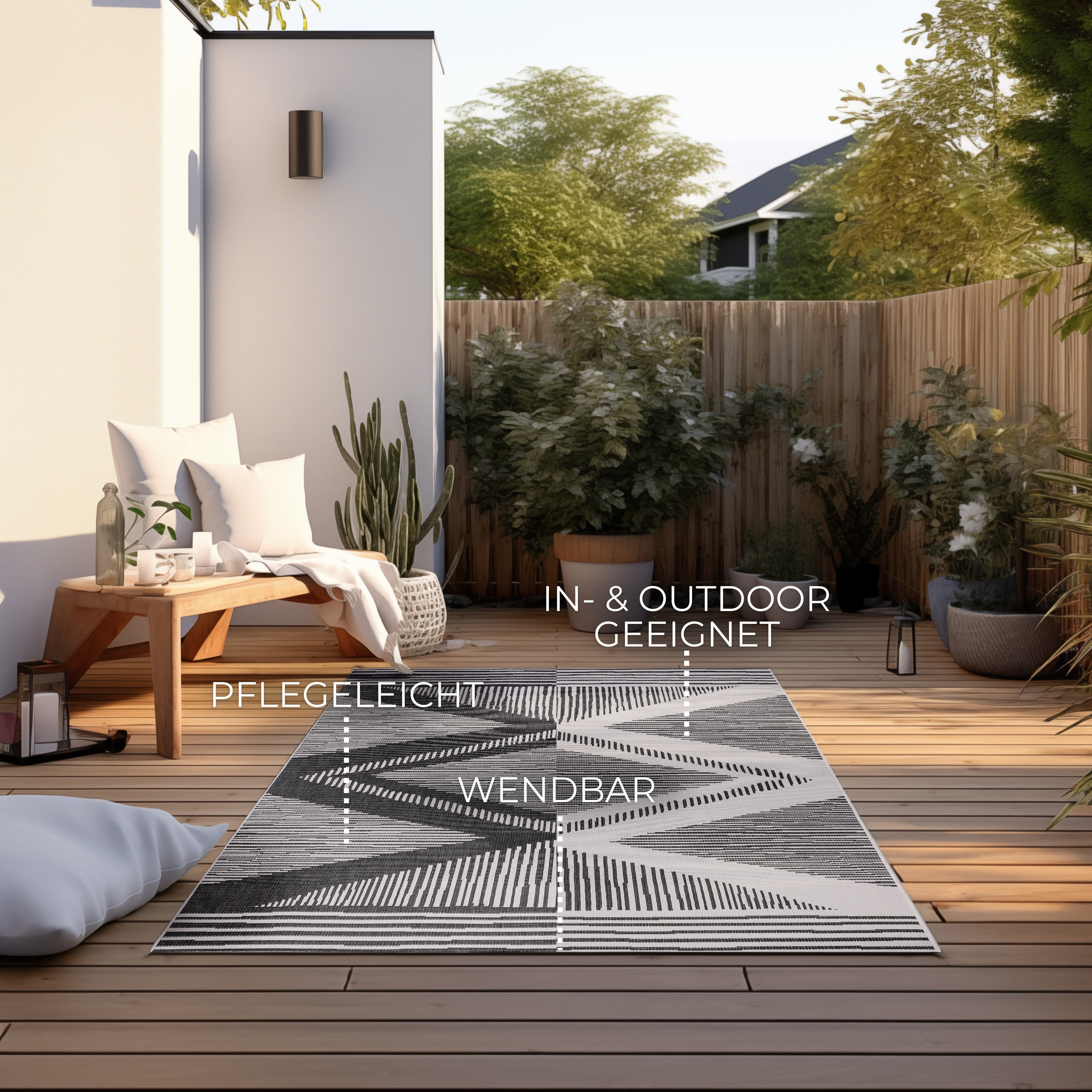 ELLE DECORATION Vloerkleed Rhombus, In- en Outdoor Vlakweefsel, binnen- en buitengebruik, modern, omkeerbaar tapijt, balkon, woonkamer
