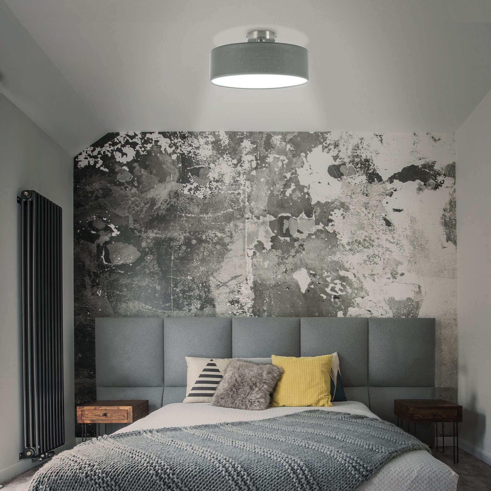 Briloner Leuchten Led-plafondlamp LED stoffen plafondlamp, grijs-satijn