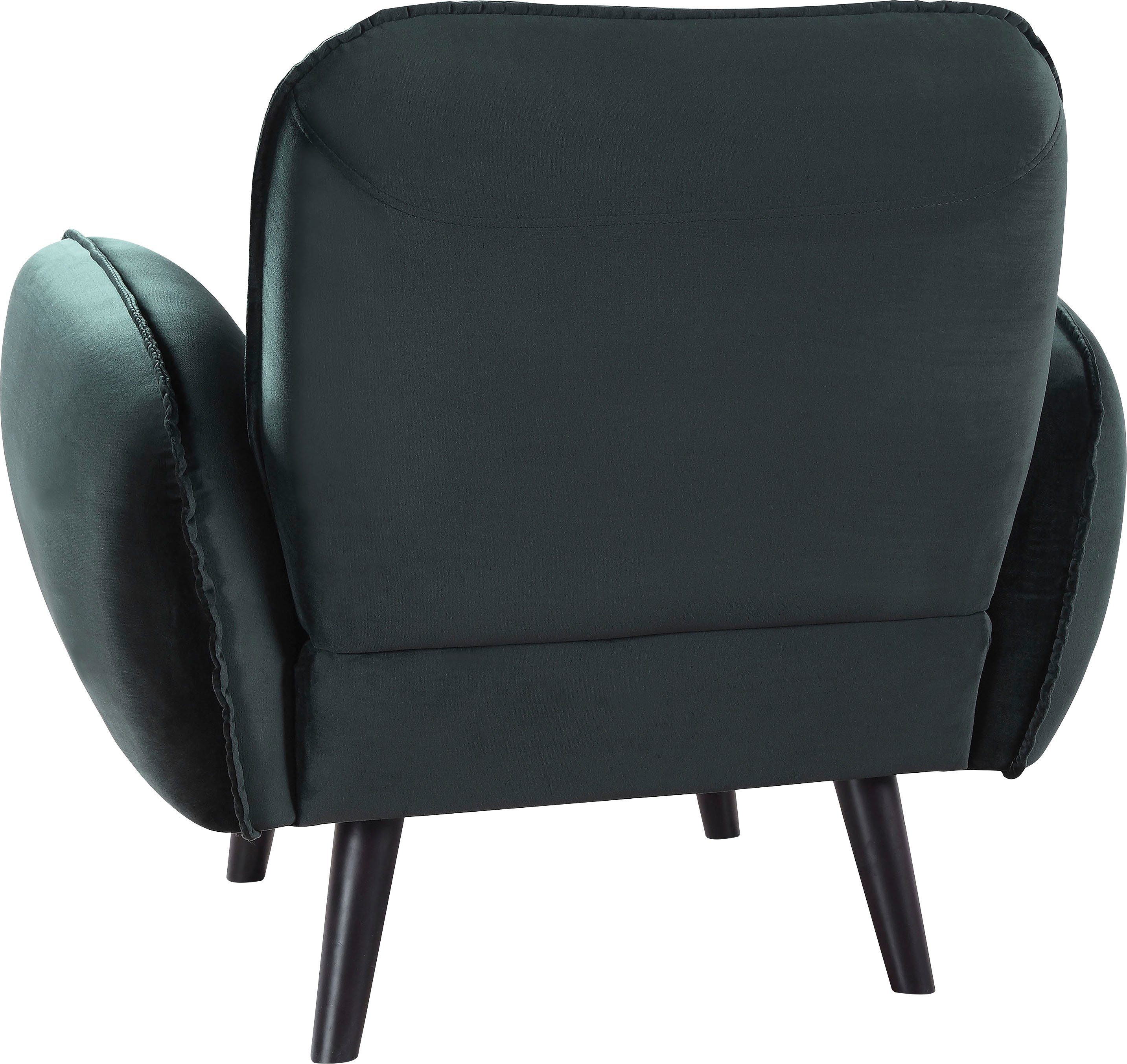 ATLANTIC home collection Fauteuil Ben met golfvering, massief houten poten, vrij plaatsbaar