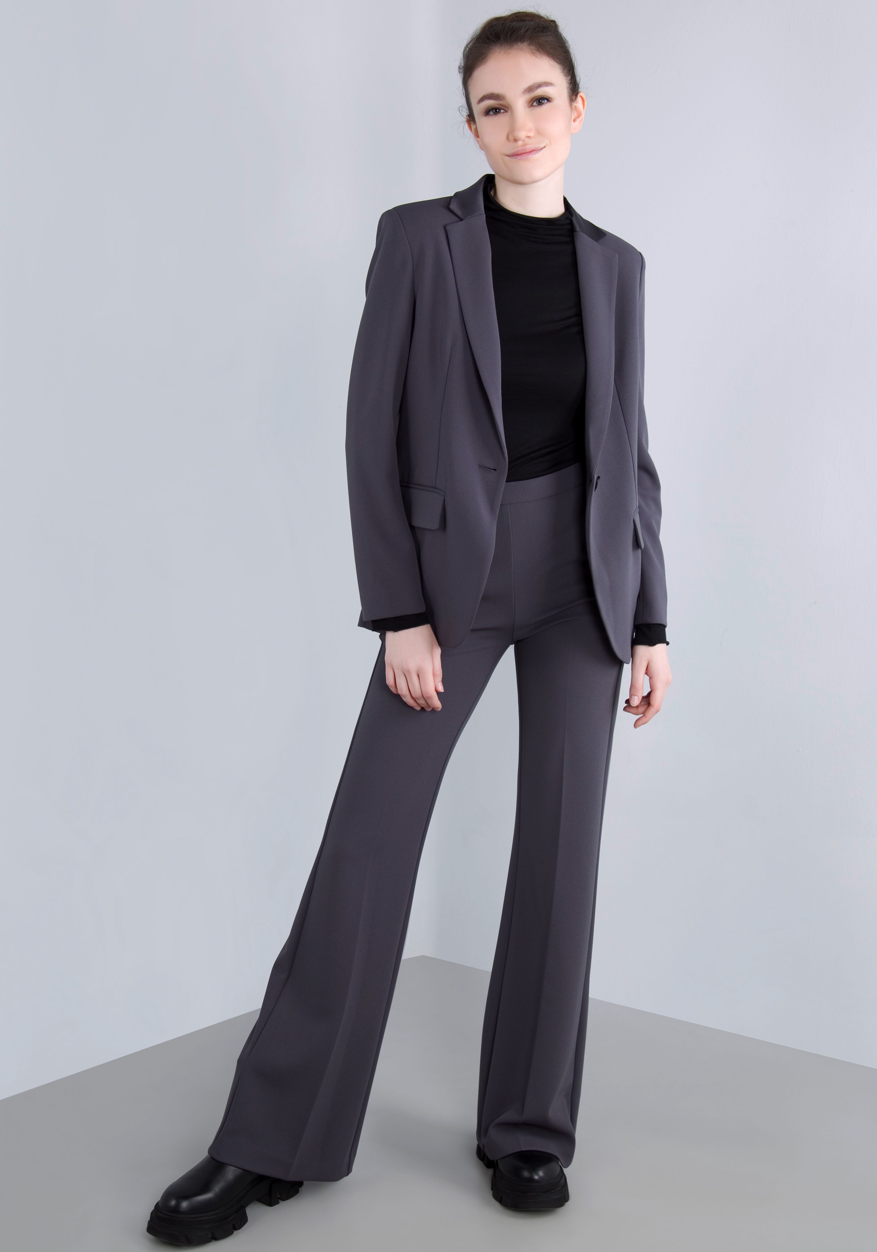 IMPERIAL Lange blazer met satijnen details en stretch