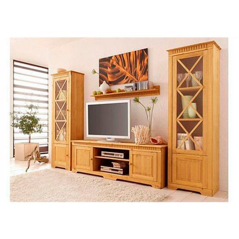Home affaire Wandmeubel Lisa bestaand uit twee vitrinekasten en een tv-meubel, massief grenenhout (s