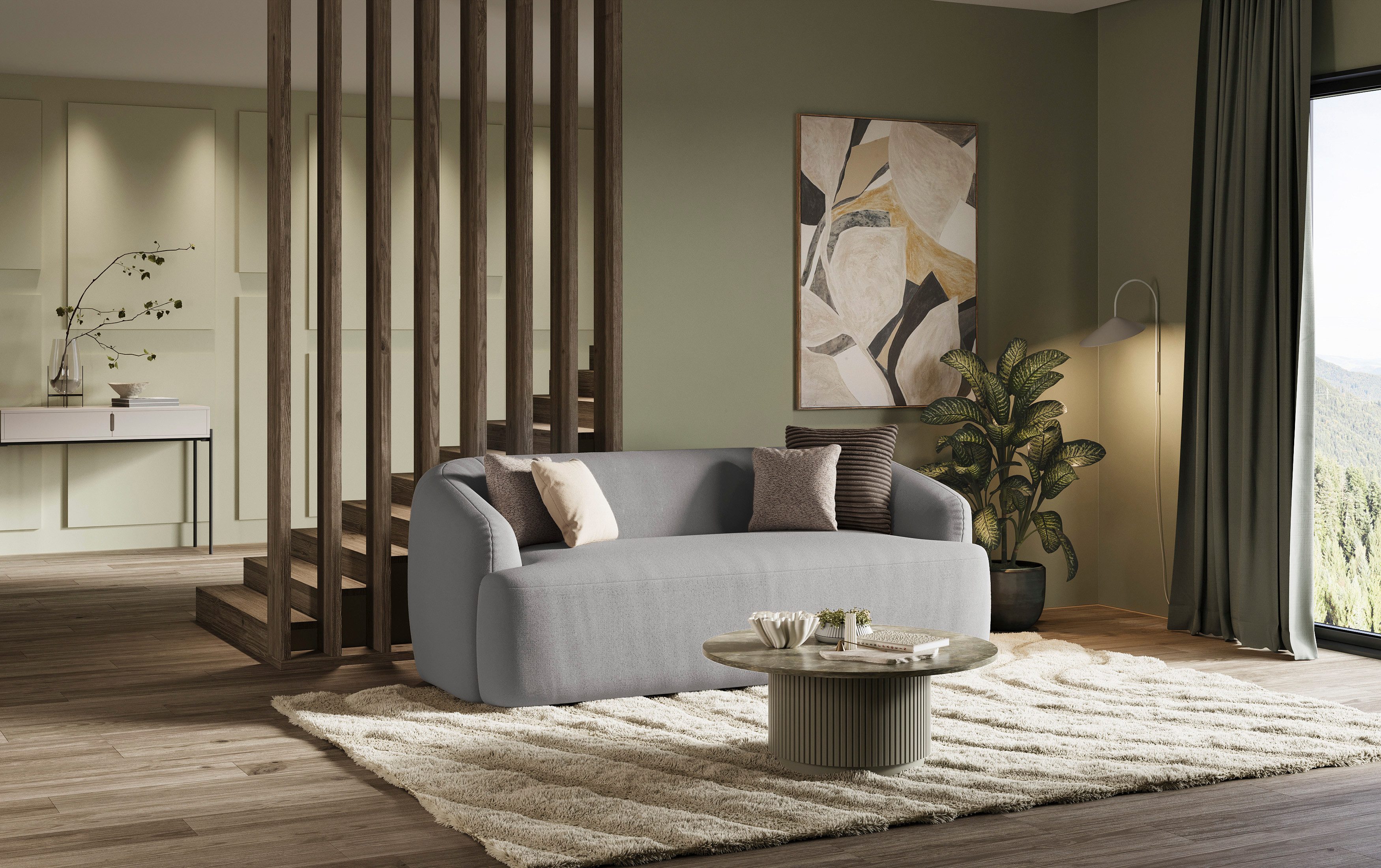 INOSIGN 2-zitsbank Nergal, eenpersoonsbank Breedte 217cm, organisch design Modern ontwerp, eenvoudige uitstraling, stijlvolle blikvanger in de woonkamer