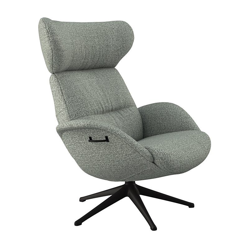 FLEXLUX Relaxfauteuil Relaxchairs More Eersteklas comfort, rug- en hoofdsteunverstelling, draaibaar, zwarte voet tv-fauteuils maat Bouclé blauw