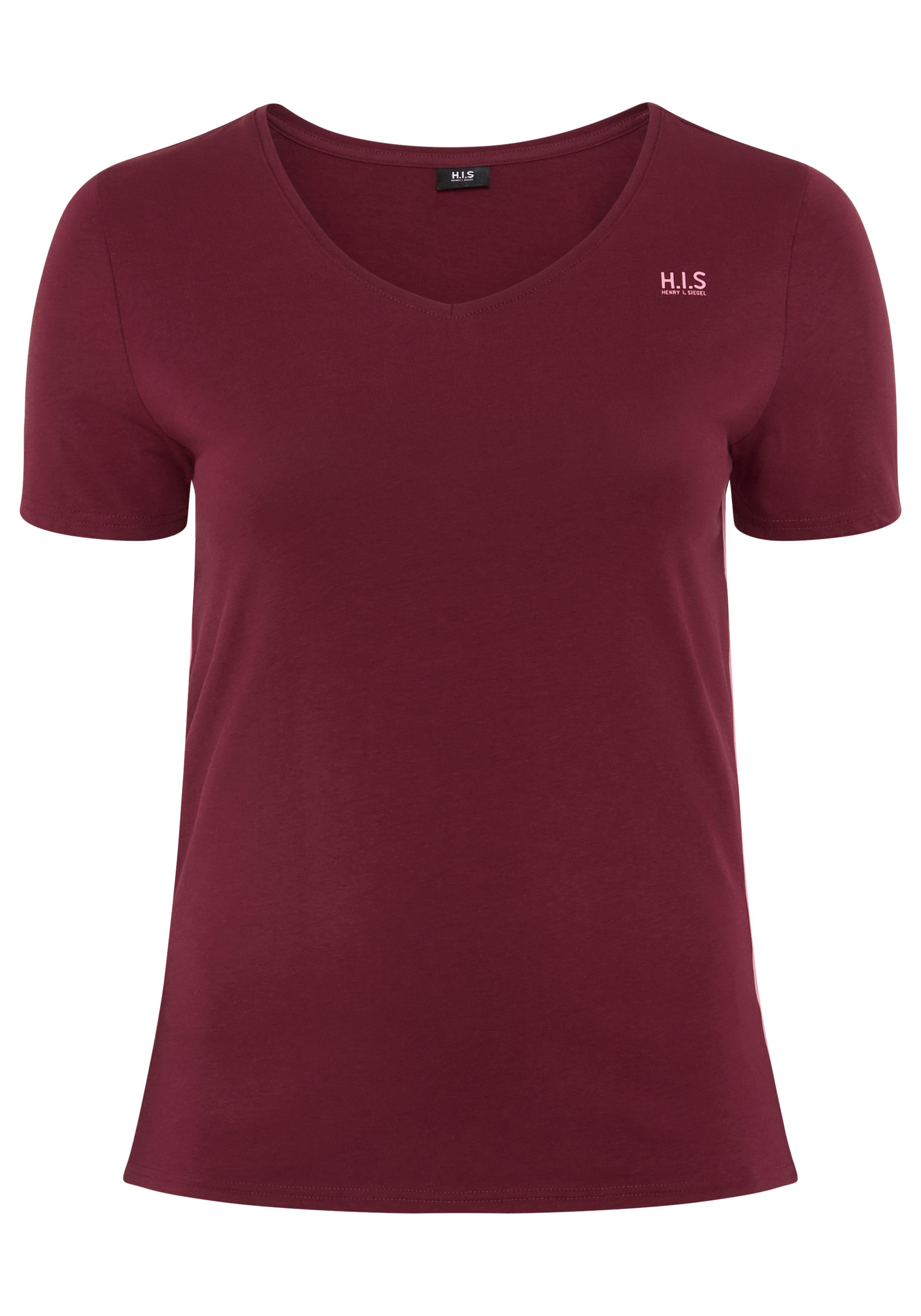 H.I.S T-shirt Korte mouwen, figuurvriendelijke snit, effen, V-hals