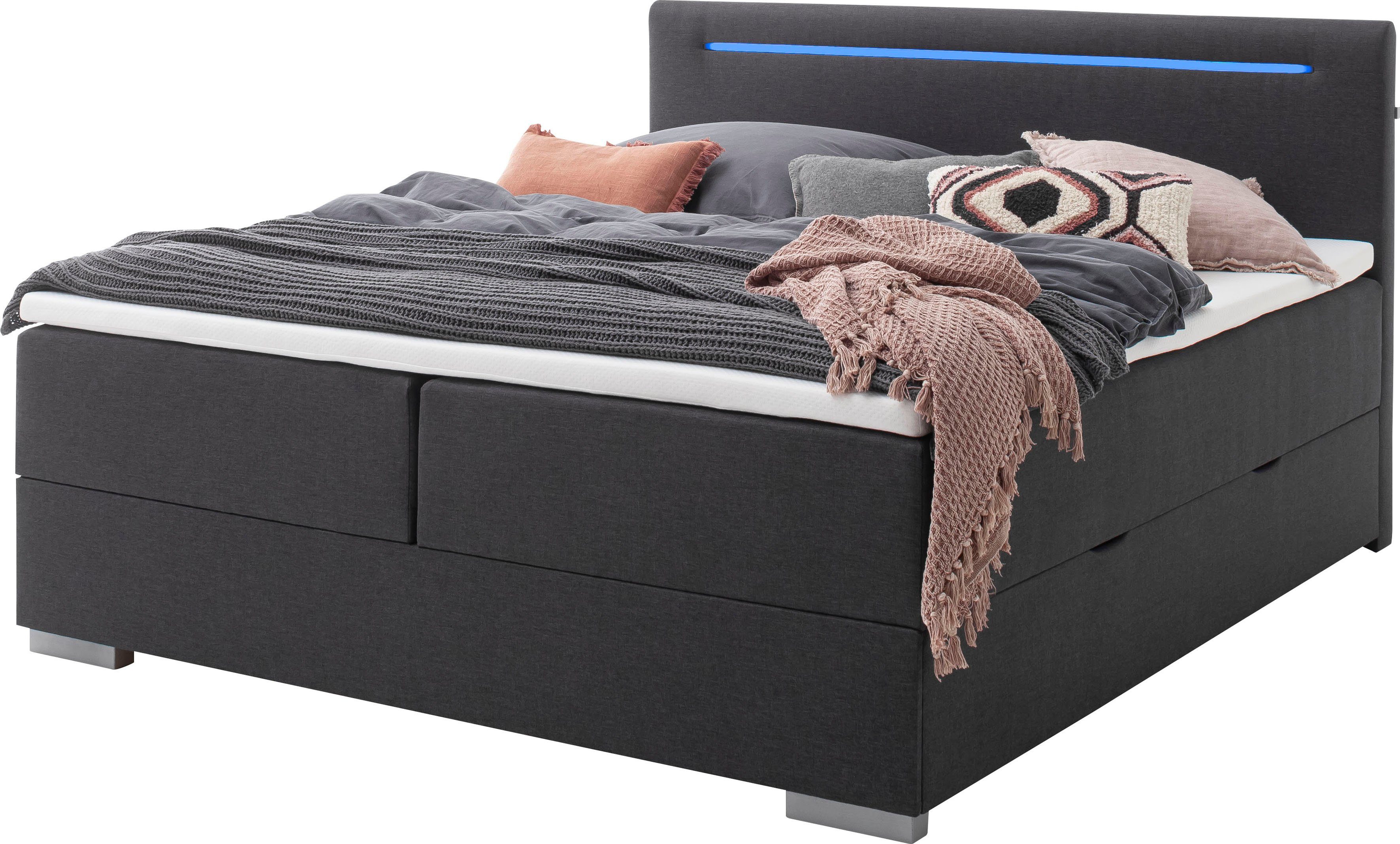 meise.möbel Boxspring Las Vegas 2 inclusief ledverlichting in het hoofdbord, met bedkist en topmatras