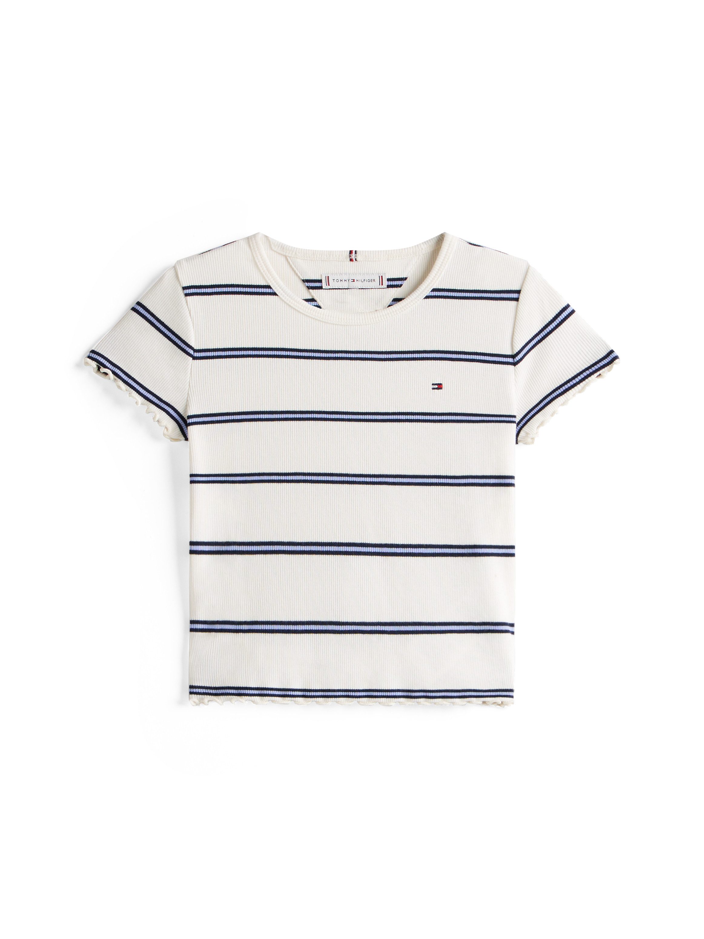 Tommy Hilfiger T-shirt ESSENTIAL RIB TOP SS met babylock-randen, met logo-borduursel