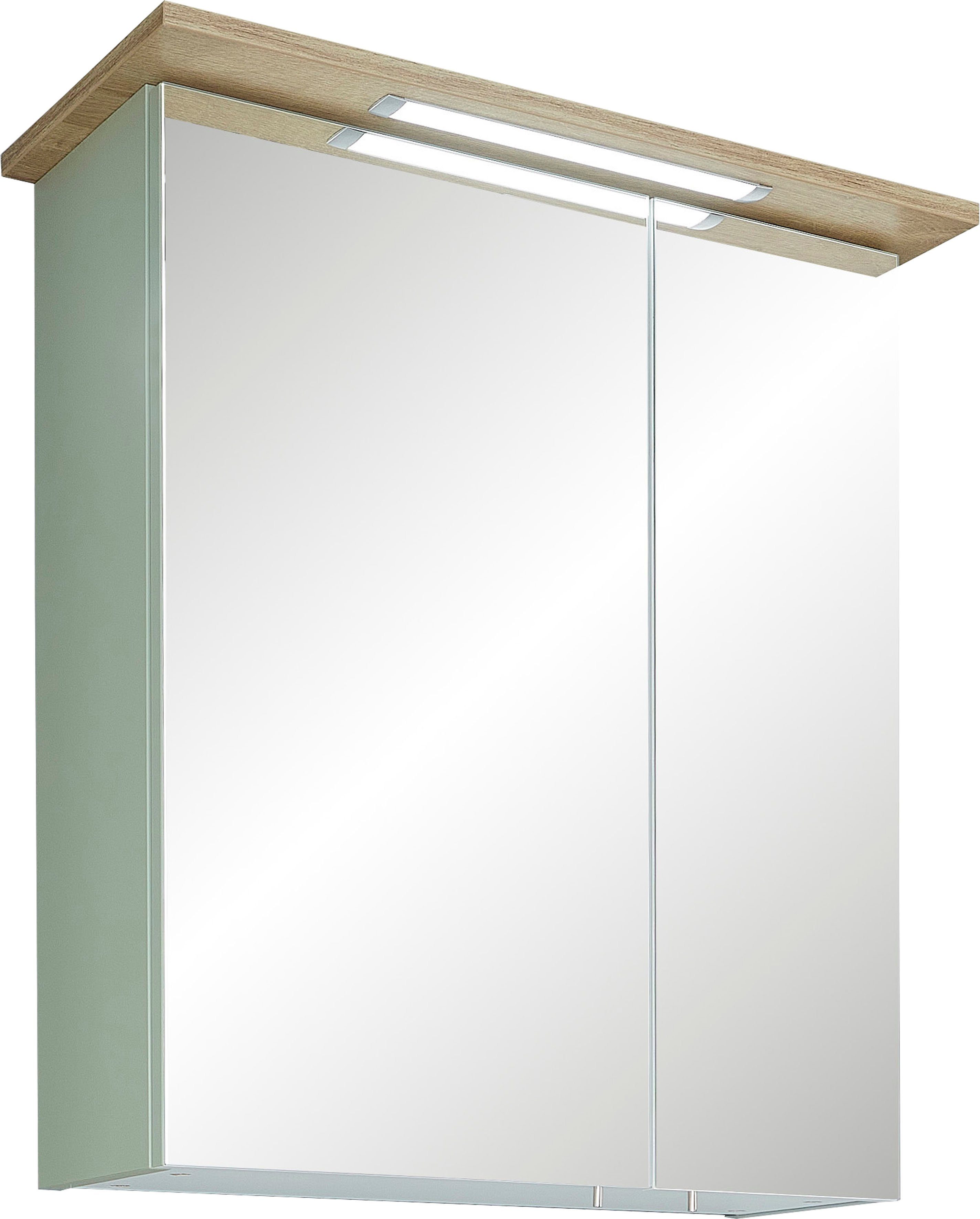 PELIPAL Spiegelkast Quickset 963 Breedte 60 cm, 2-deurs, verzonken ledverlichting, schakelaar/contactdoos, deurdemper