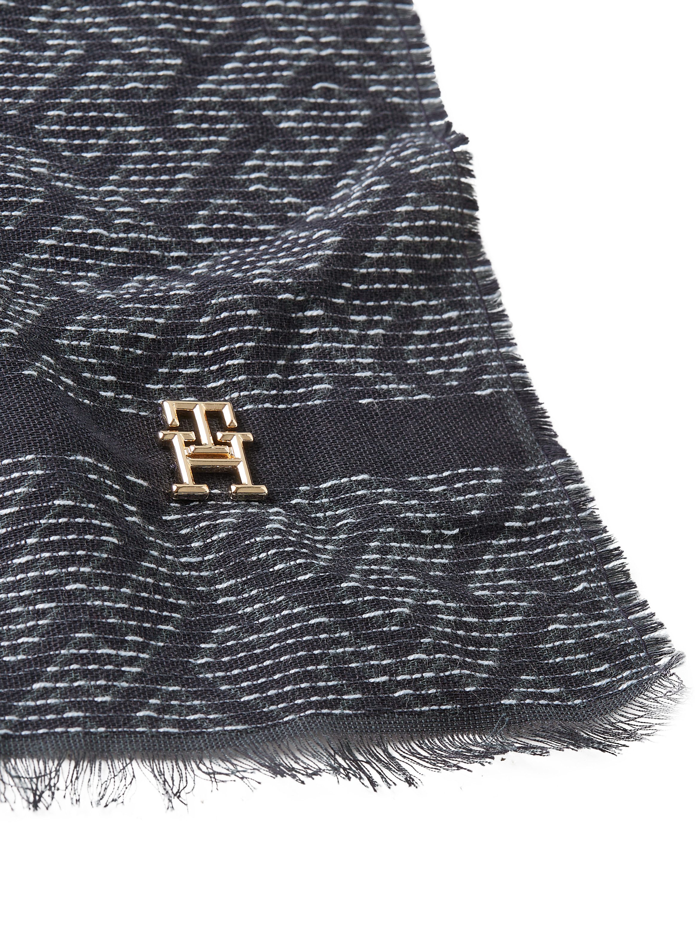 Tommy Hilfiger Sjaal TH MONOGRAM SCARF Monogramprint, merklogo-embleem van metaal