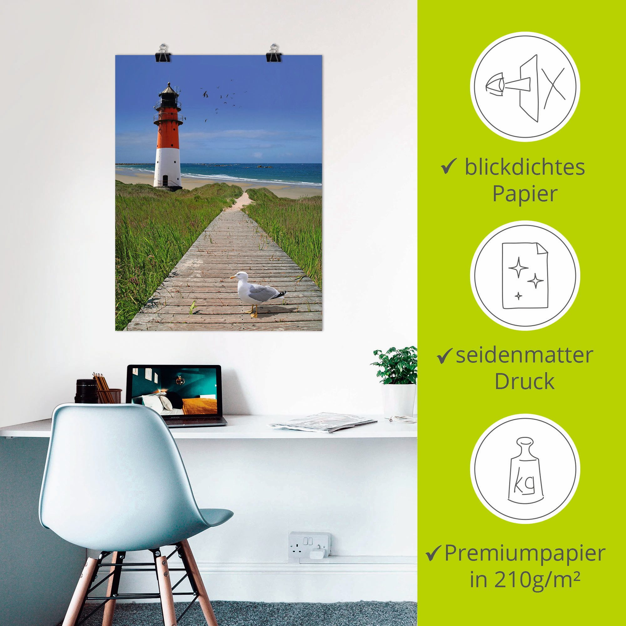 Artland Artprint De weg naar zee als artprint op linnen, poster in verschillende formaten maten