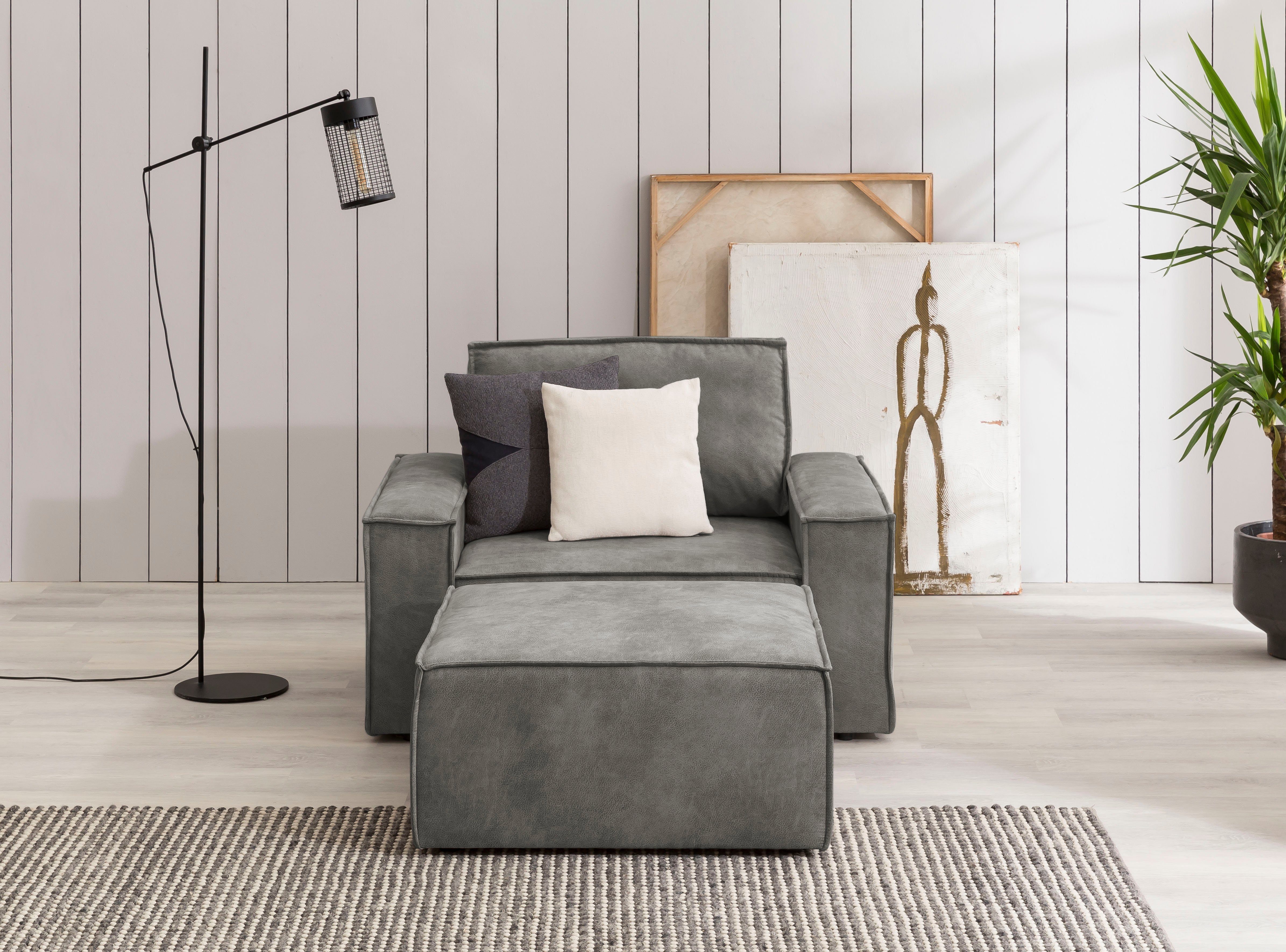 Home affaire Fauteuil Sherwood Loveseat en hocker als set, passend bij de bekleding-serie SHERWOOD