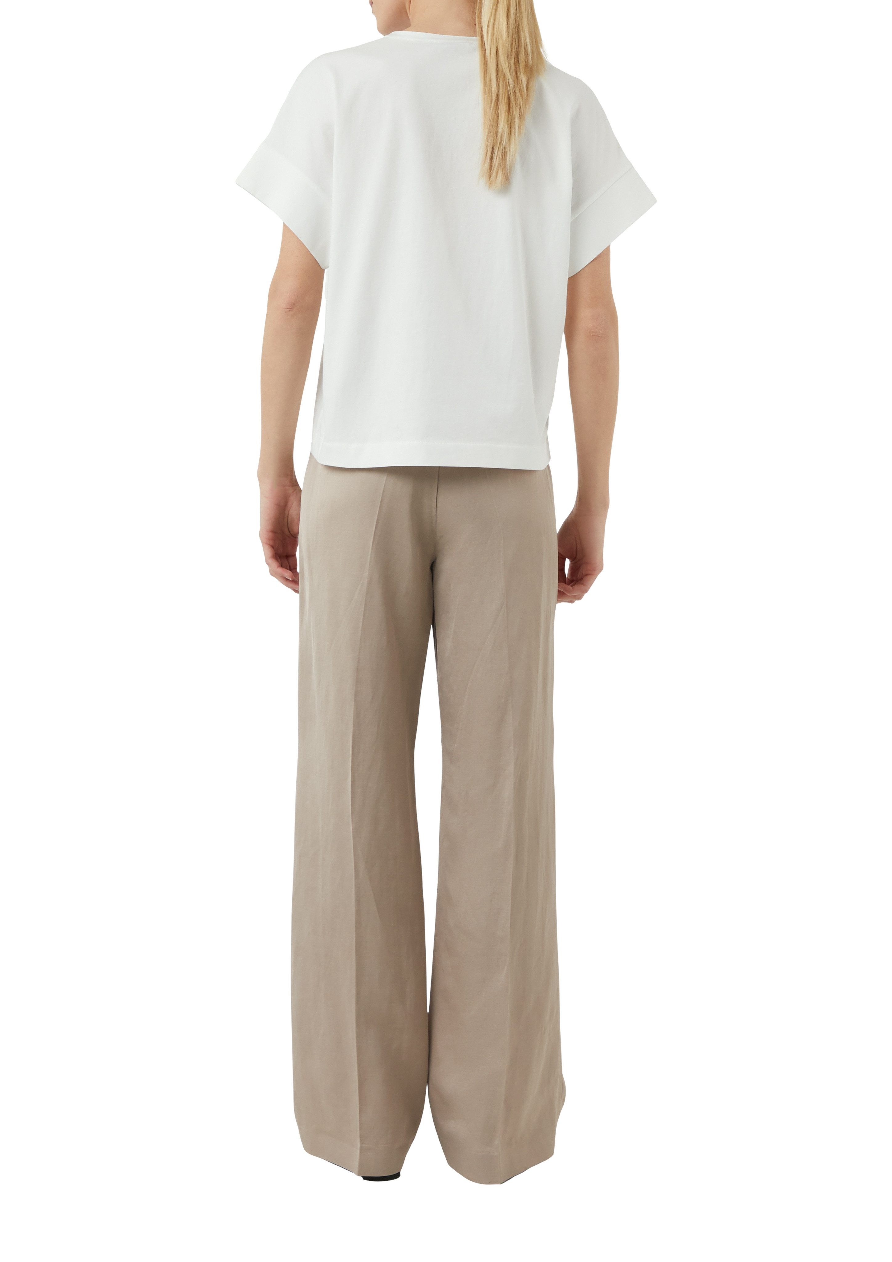Comma T-shirt met ingesneden ronde hals