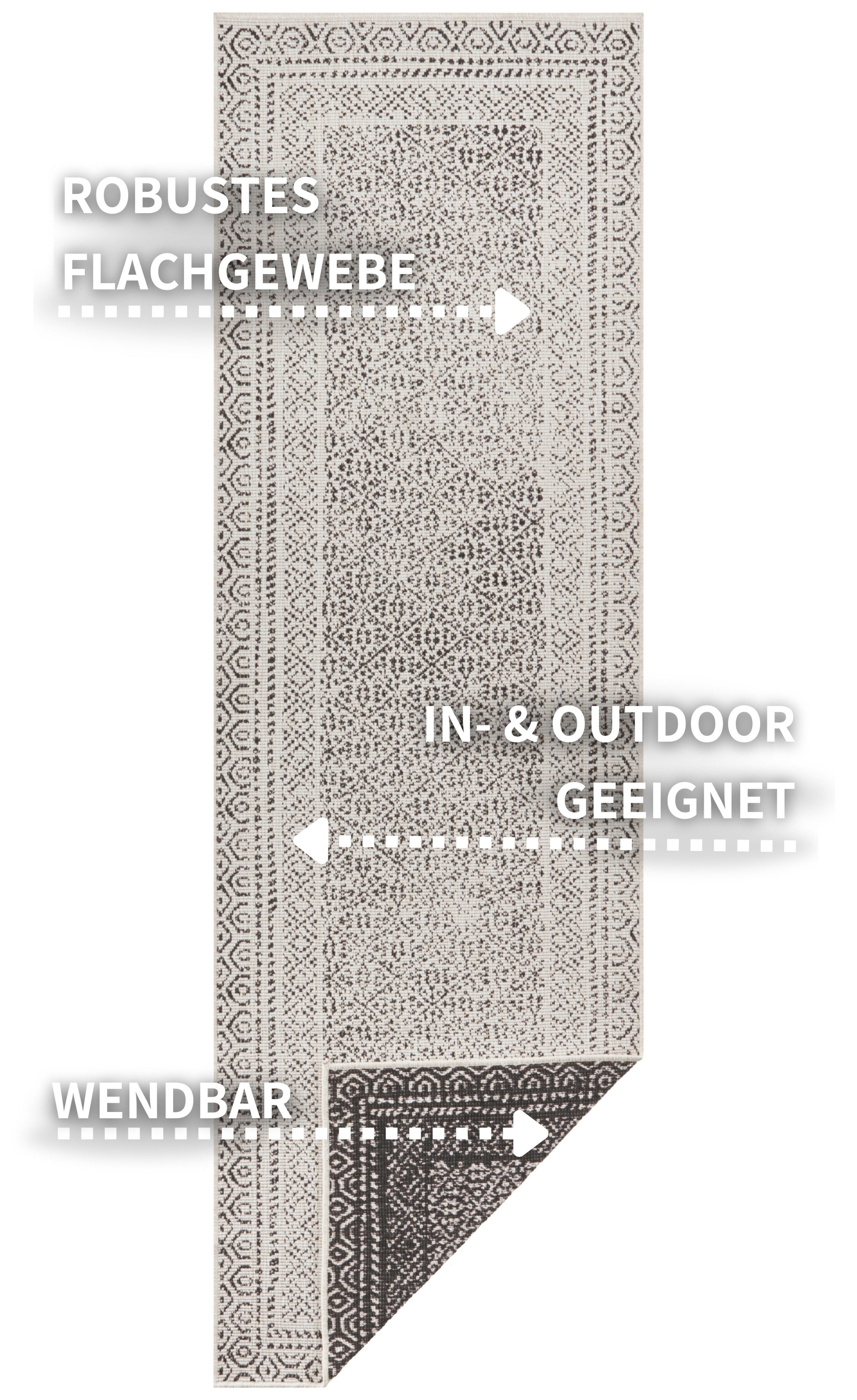 my home Vloerkleed Bernard omkeerbaar tapijt ook als loper, robuust, onderhoudsvriendelijk, vlakweefsel, binnen en buiten