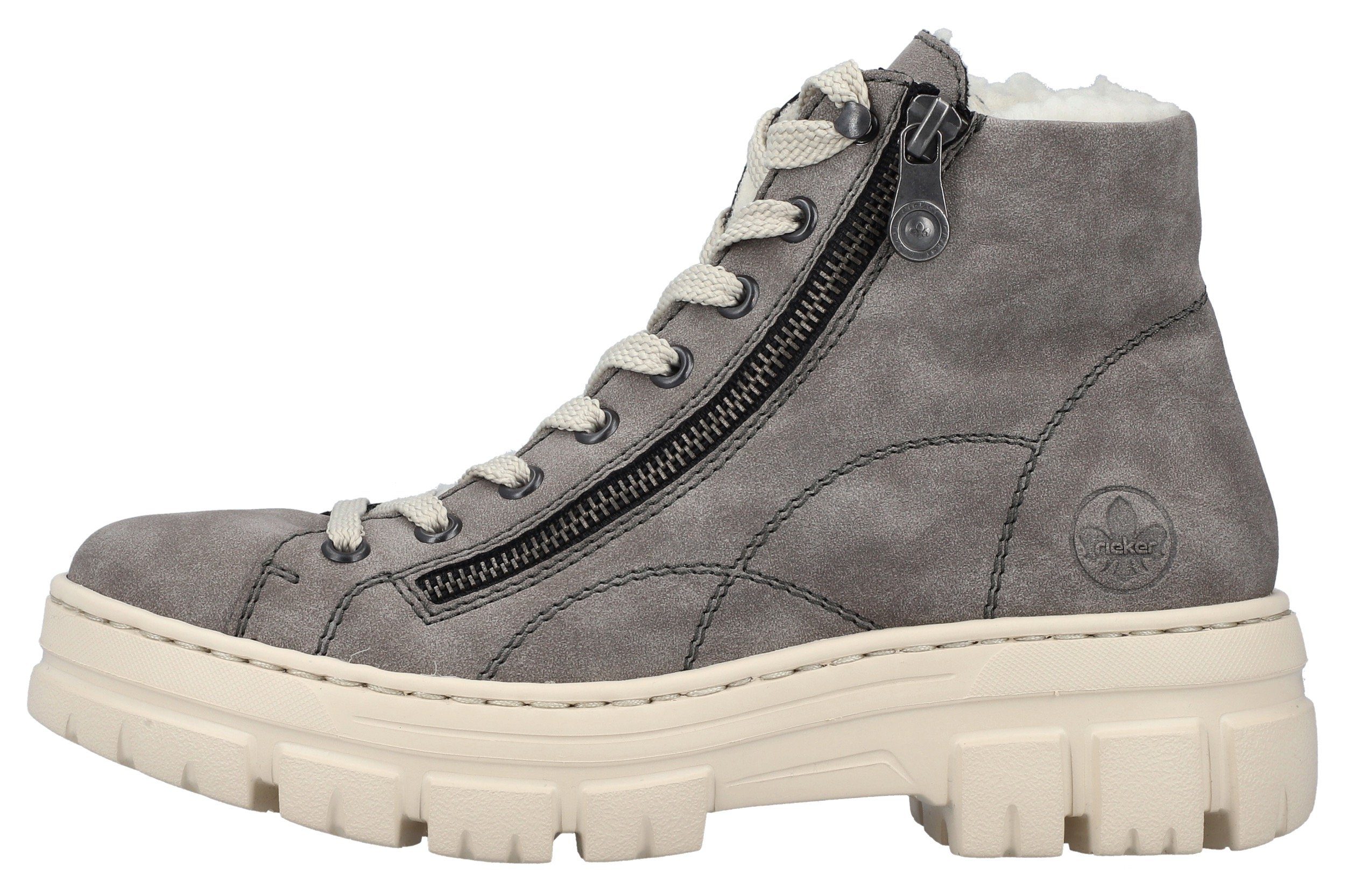 Rieker Winterlaarzen Plateauzolen, veterboots met ritssluiting aan de buitenkant