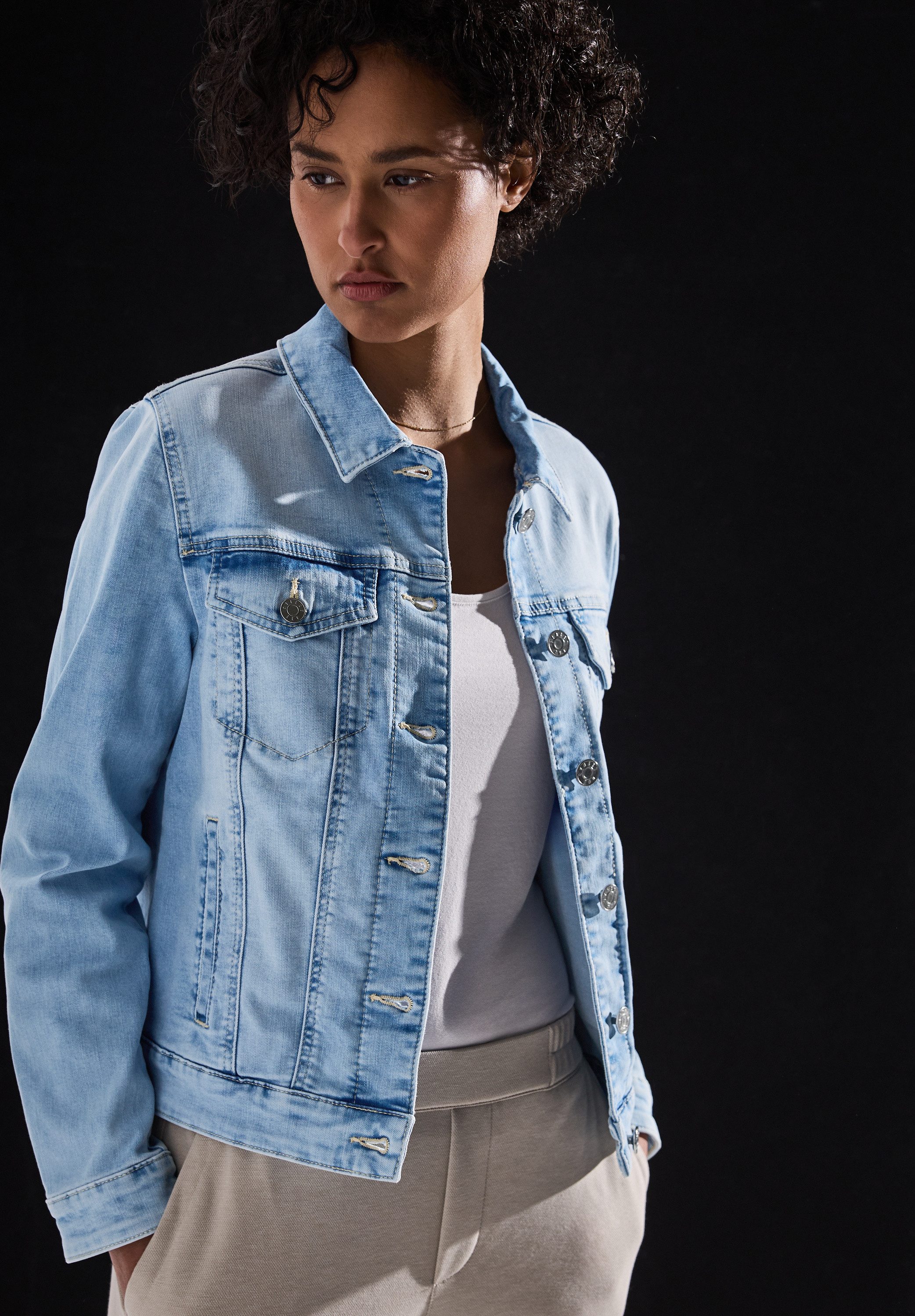STREET ONE Jeansjack in bleached-look