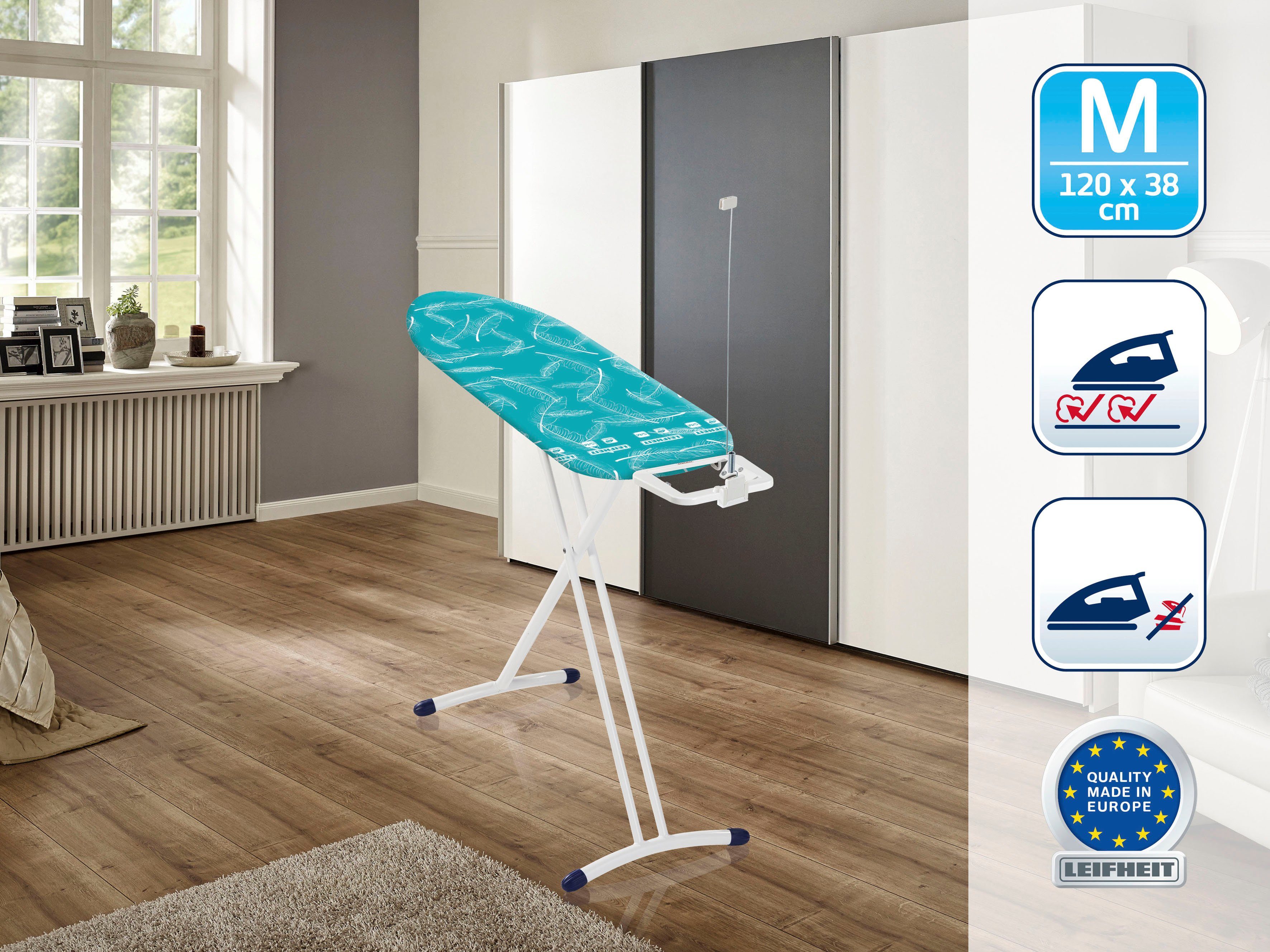 Leifheit Strijkplank AirBoard M Solid Strijkoppervlak 120x38 cm, Made in Europe