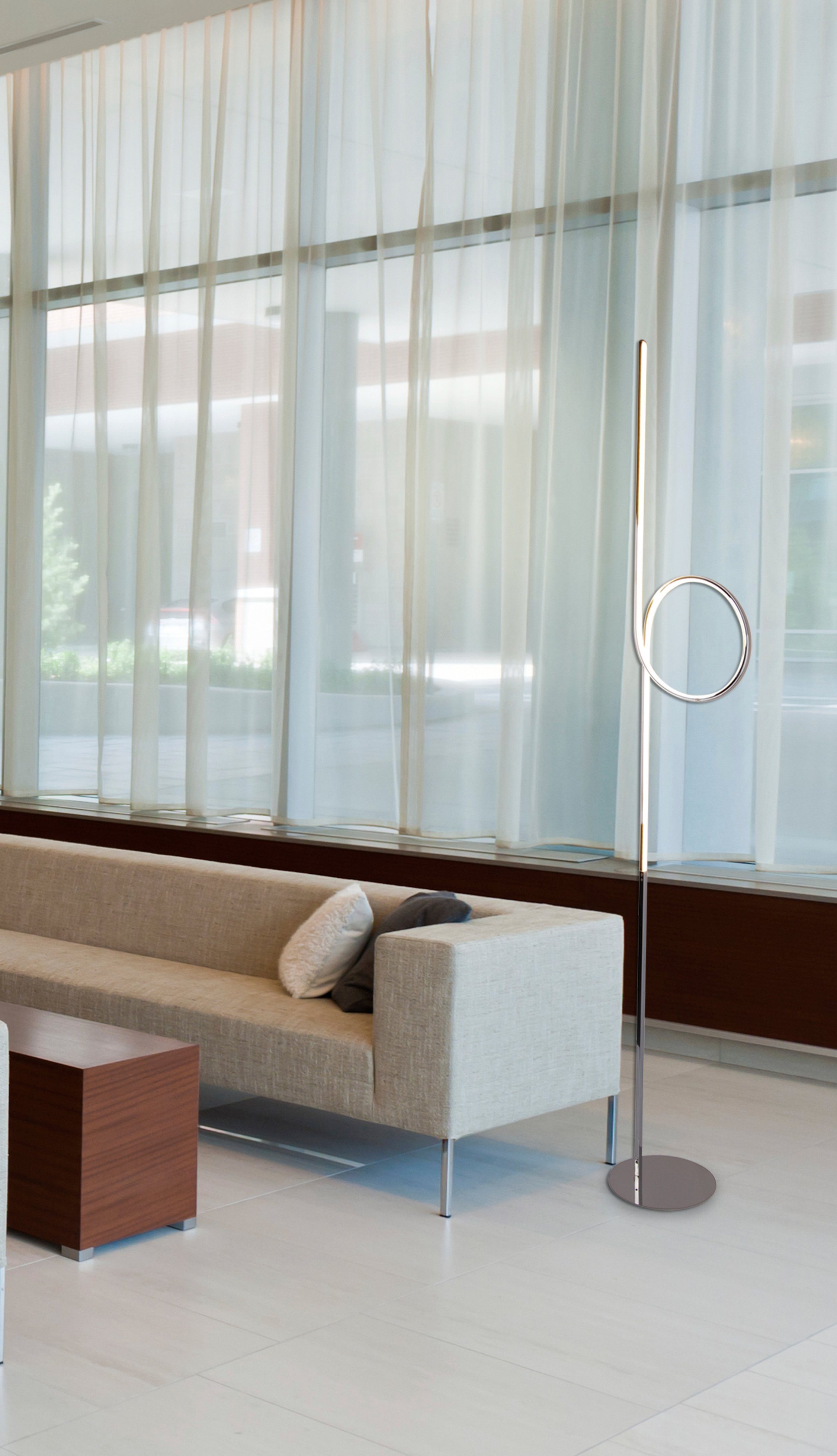 näve Staande ledlamp Colsjaal LED vloerlamp >>Loop Line<<, LED warmwit, chroom (1 stuk)