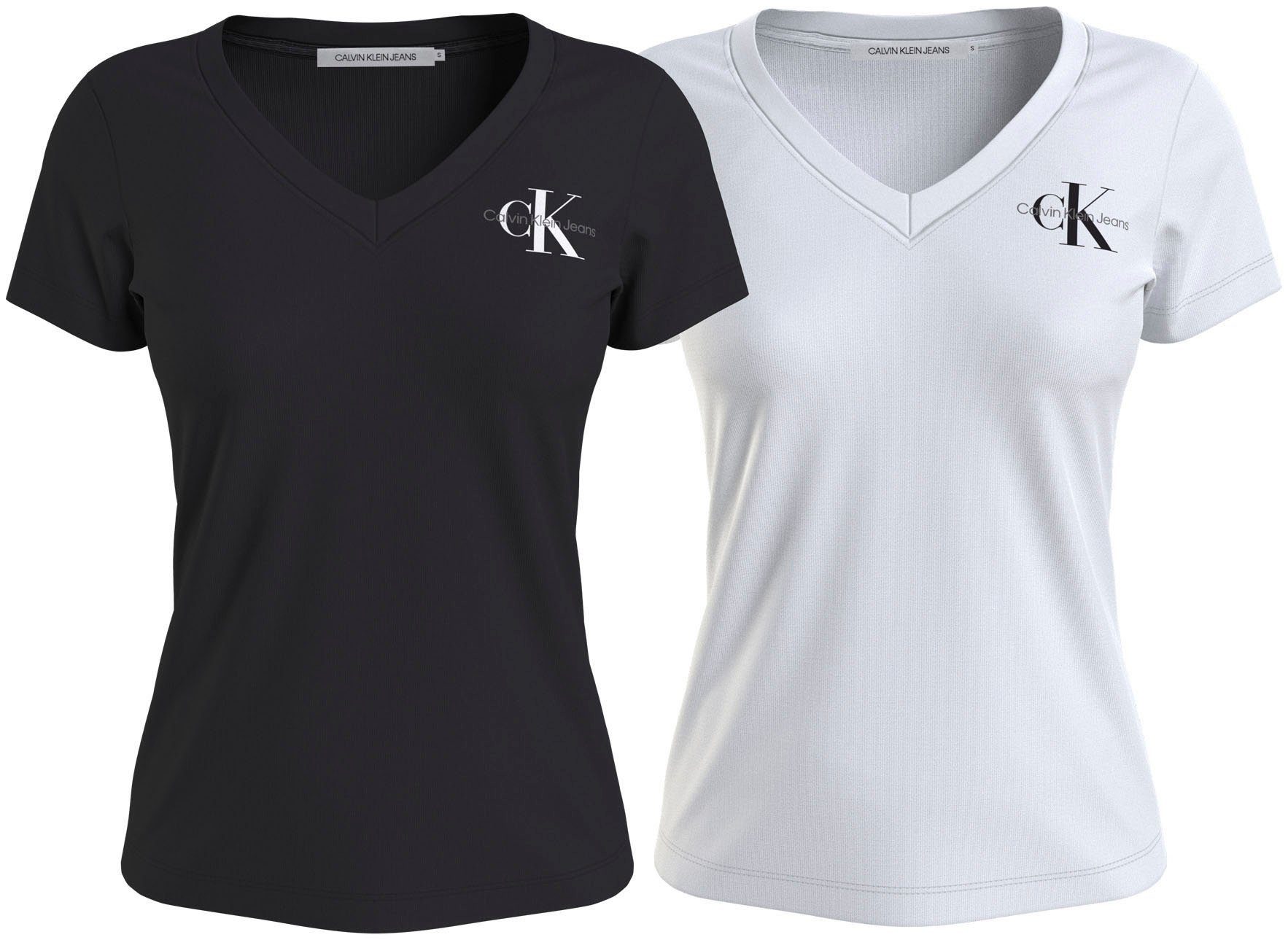 Calvin Klein T-shirt 2-PACK MONOLOGO V-NECK TEE (Set van 2)