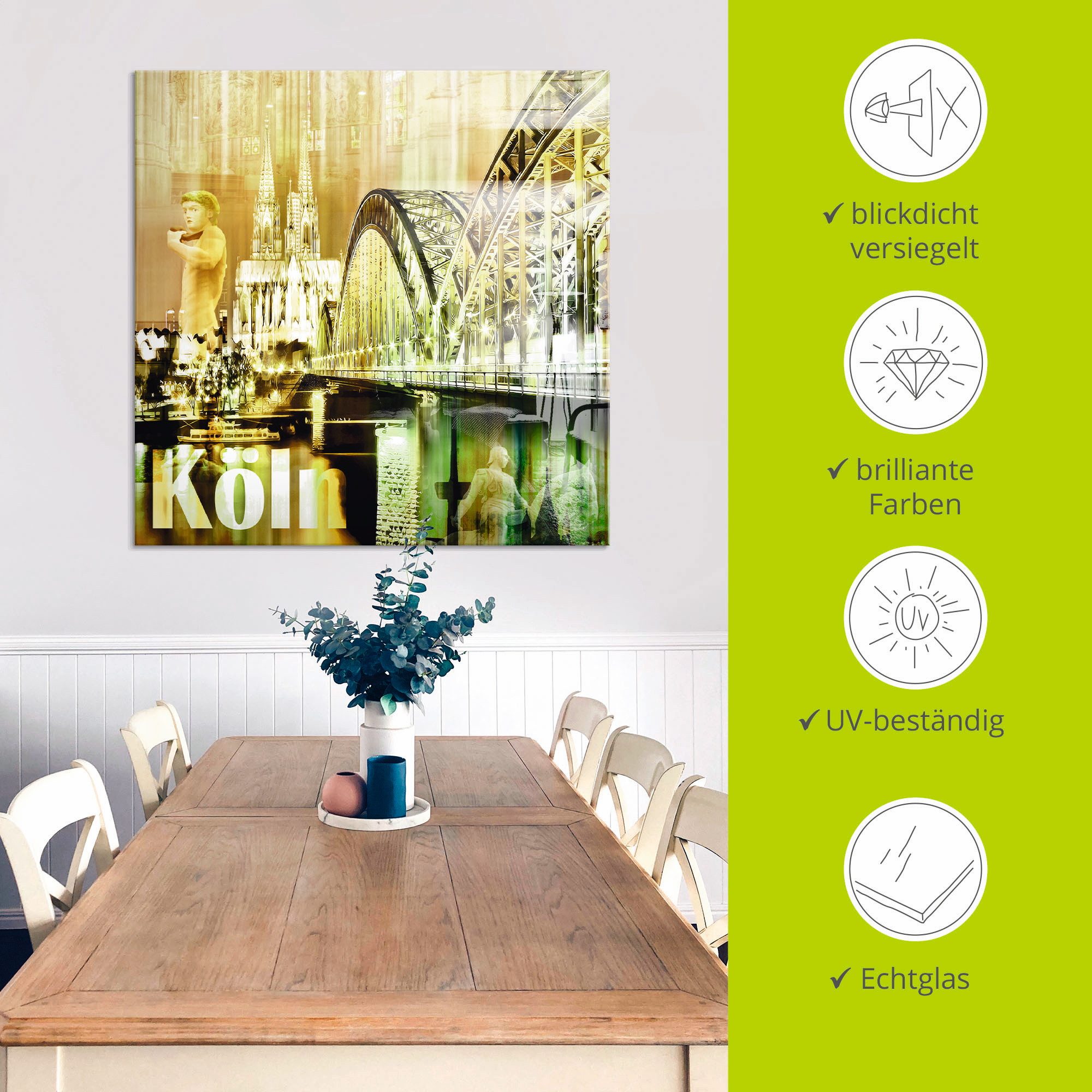 Artland Print op glas Köln skyline abstracte collage II