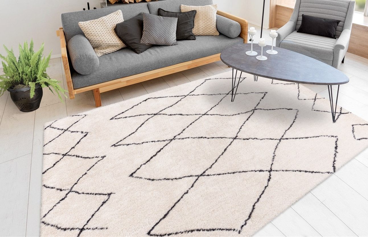 me gusta Vloerkleed Orlando 425 Zachte hoogpolige tapijt, subtiel ontworpen, geschikt voor vloerverwarming moderne vloerkleden beige