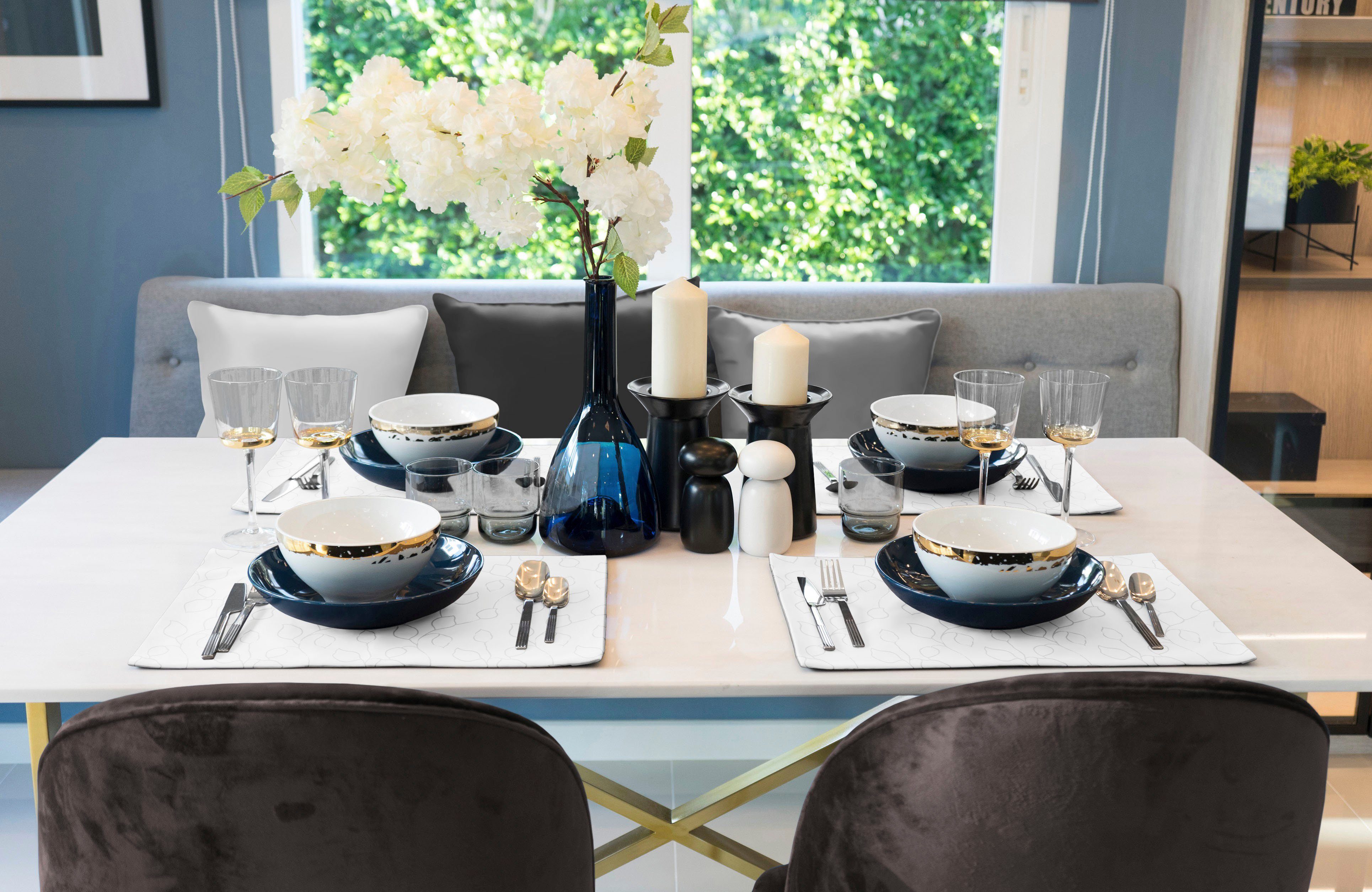 Wirth Set placemats Westport Made in Germany, Jacquard decoratiestof, bladontwerp, onderhoudsvriendelijk (2 stuks)