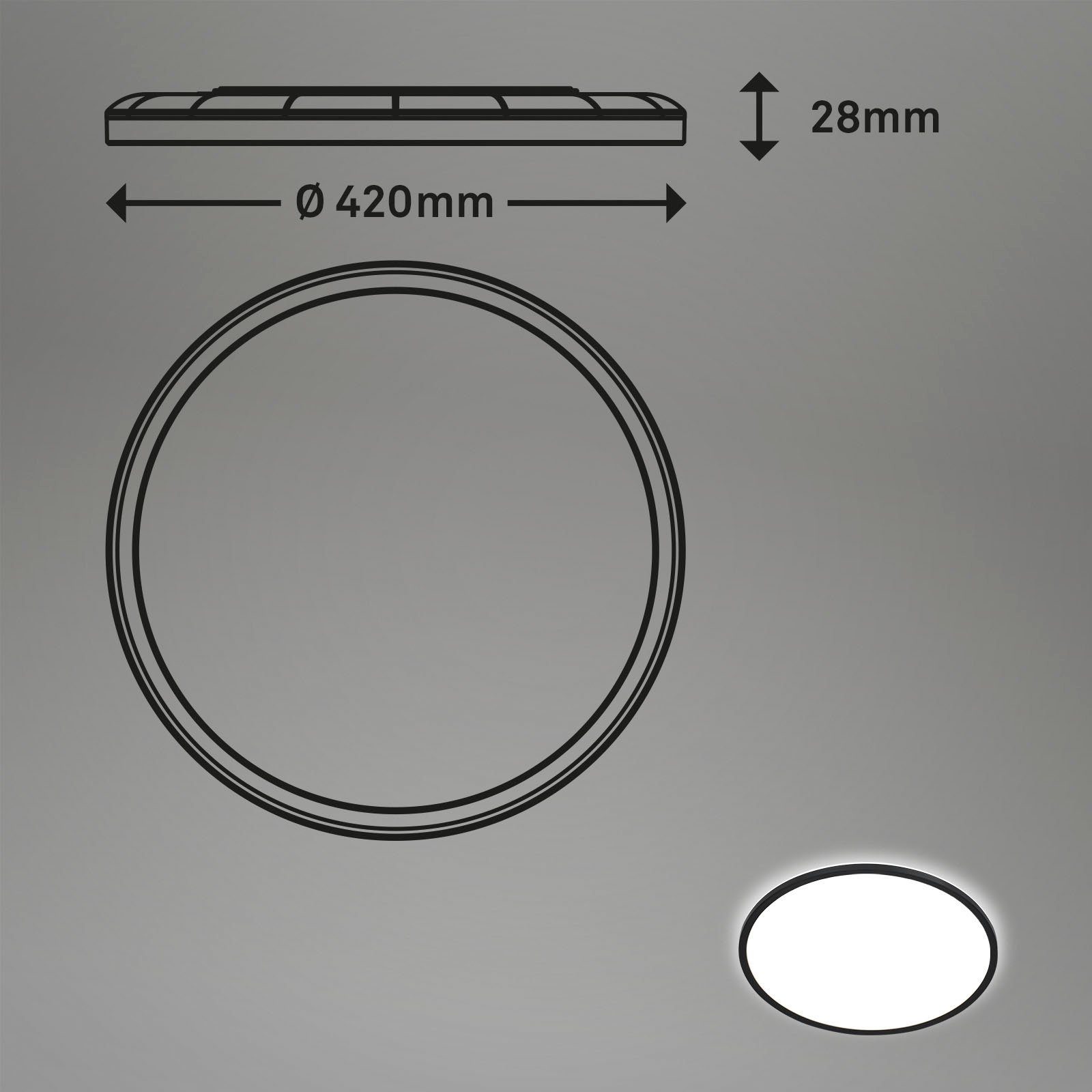 Briloner Leuchten Led-paneel 7157415 SLIM Plafondlamp, 42x2,9 cm, zwart, 22W, woonkamer, slaapkamer, keuken