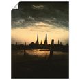 artland artprint stad bij maansopgang, 1825-30 in vele afmetingen  productsoorten -artprint op linnen, poster, muursticker - wandfolie ook geschikt voor de badkamer (1 stuk) zwart